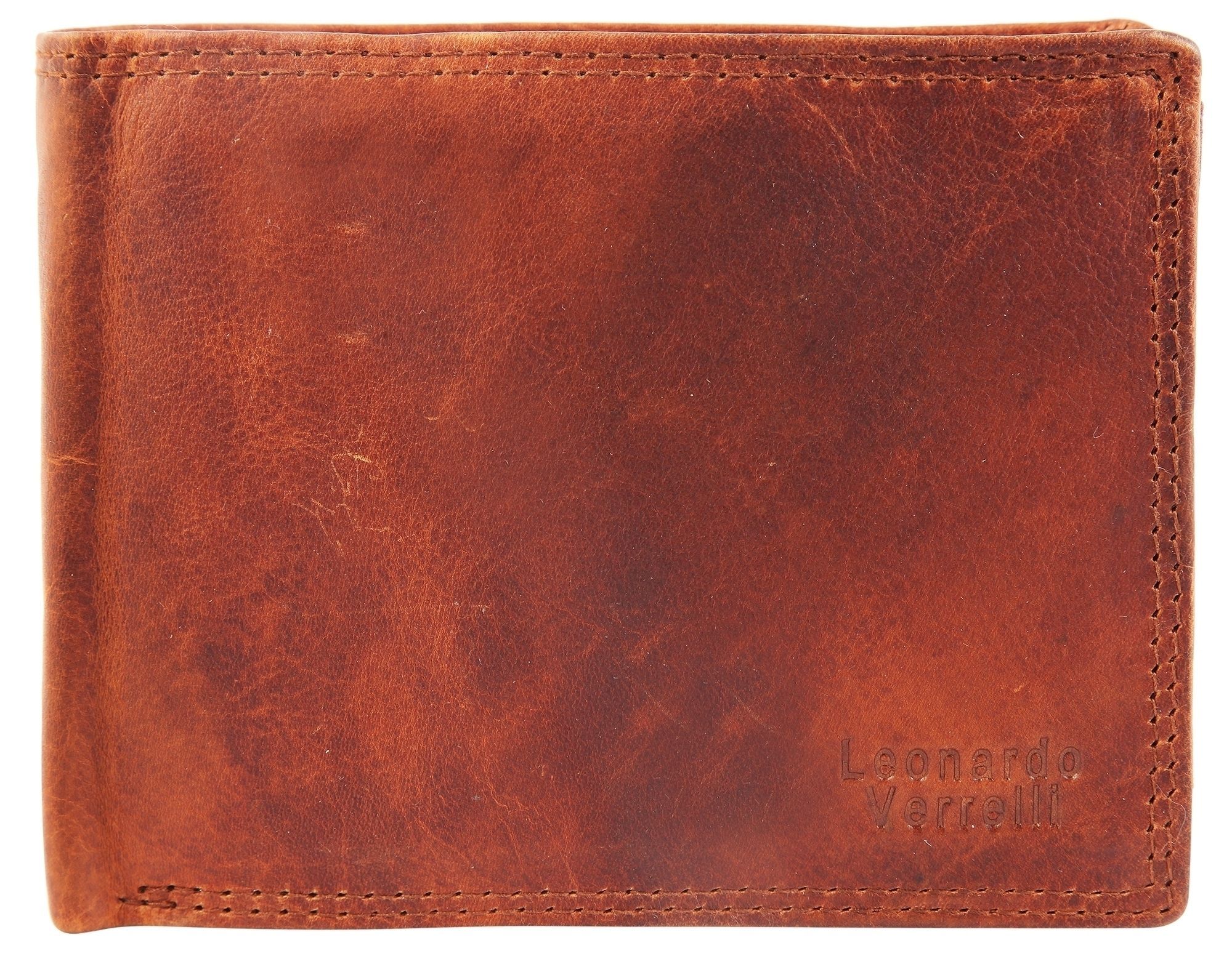 Leonardo Verrelli Geldbörse, Echtleder, RFID-Schutz, cognac
