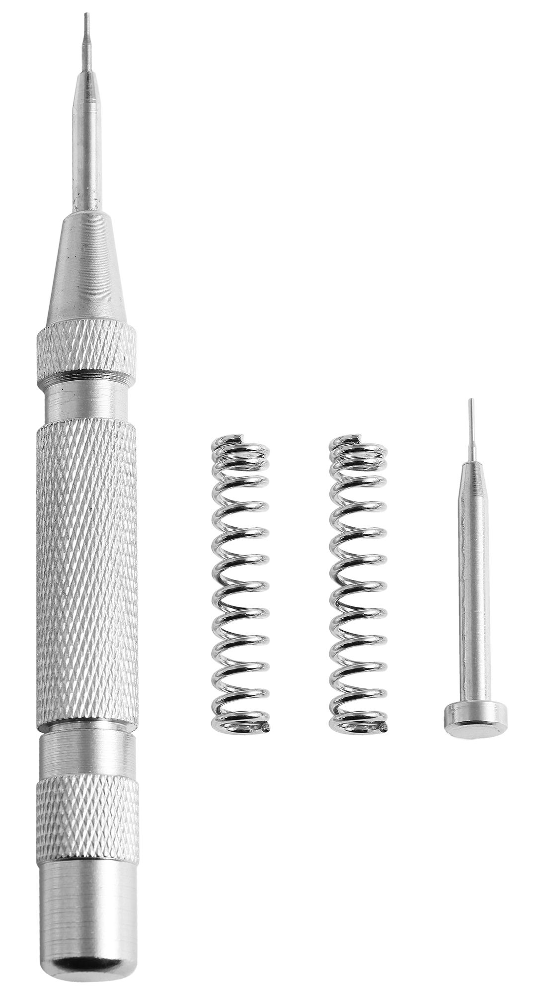 Armbandkürzer, Ersatzspitze und zwei Ersatzfedern, Metall, silberfarben