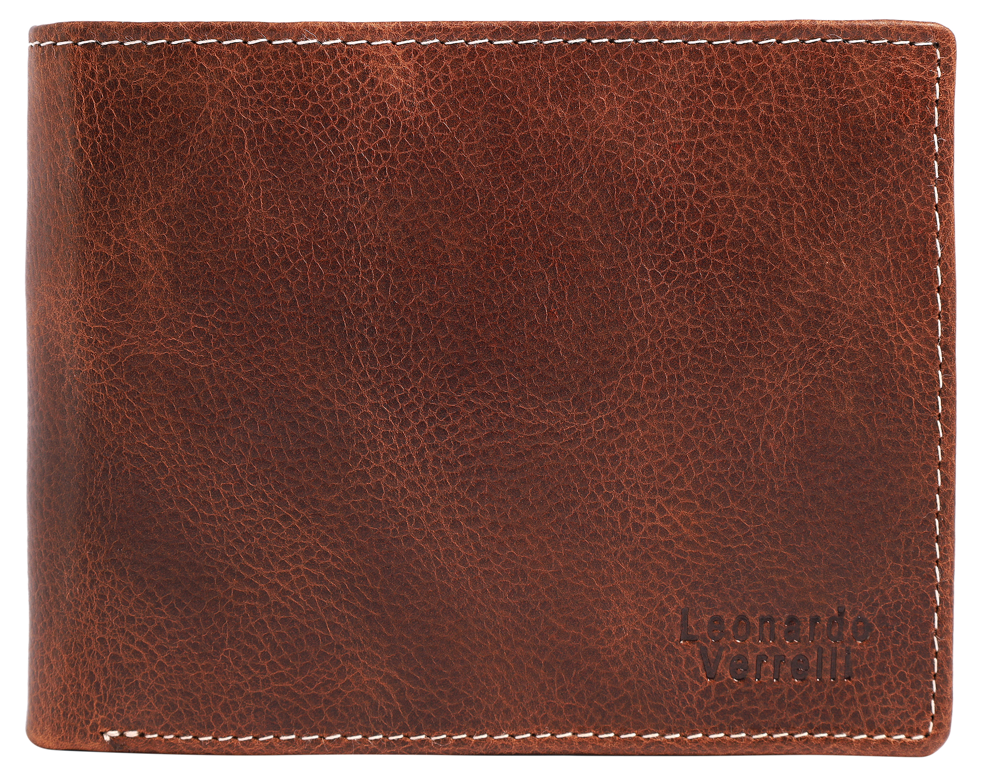 Leonardo Verrelli, Echtleder (Distressed Hunter) Damen Geldbörse, RFID, Querformat, braun