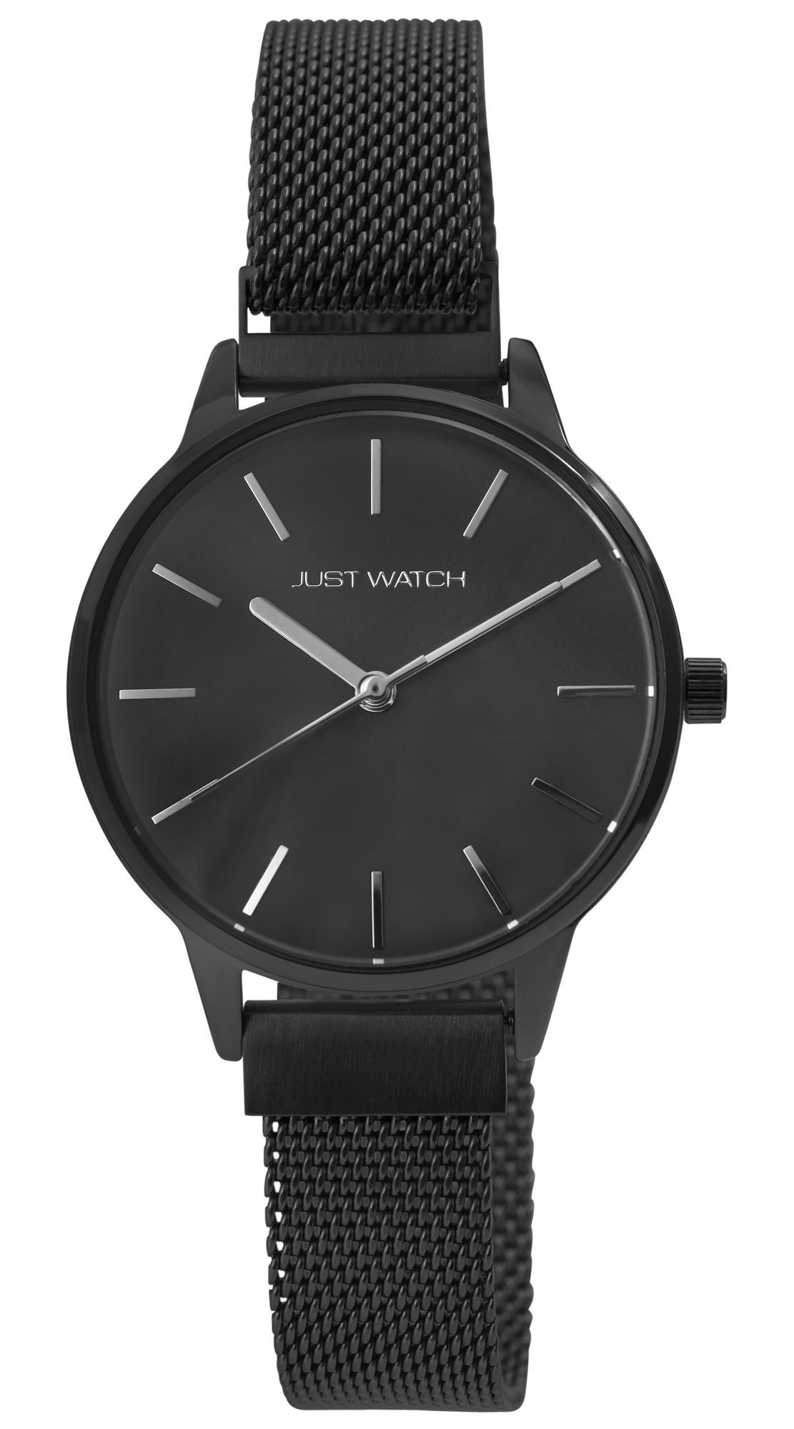Just Watch Damenuhr mit Milanesearmband, Magnetverschluss, schwarz