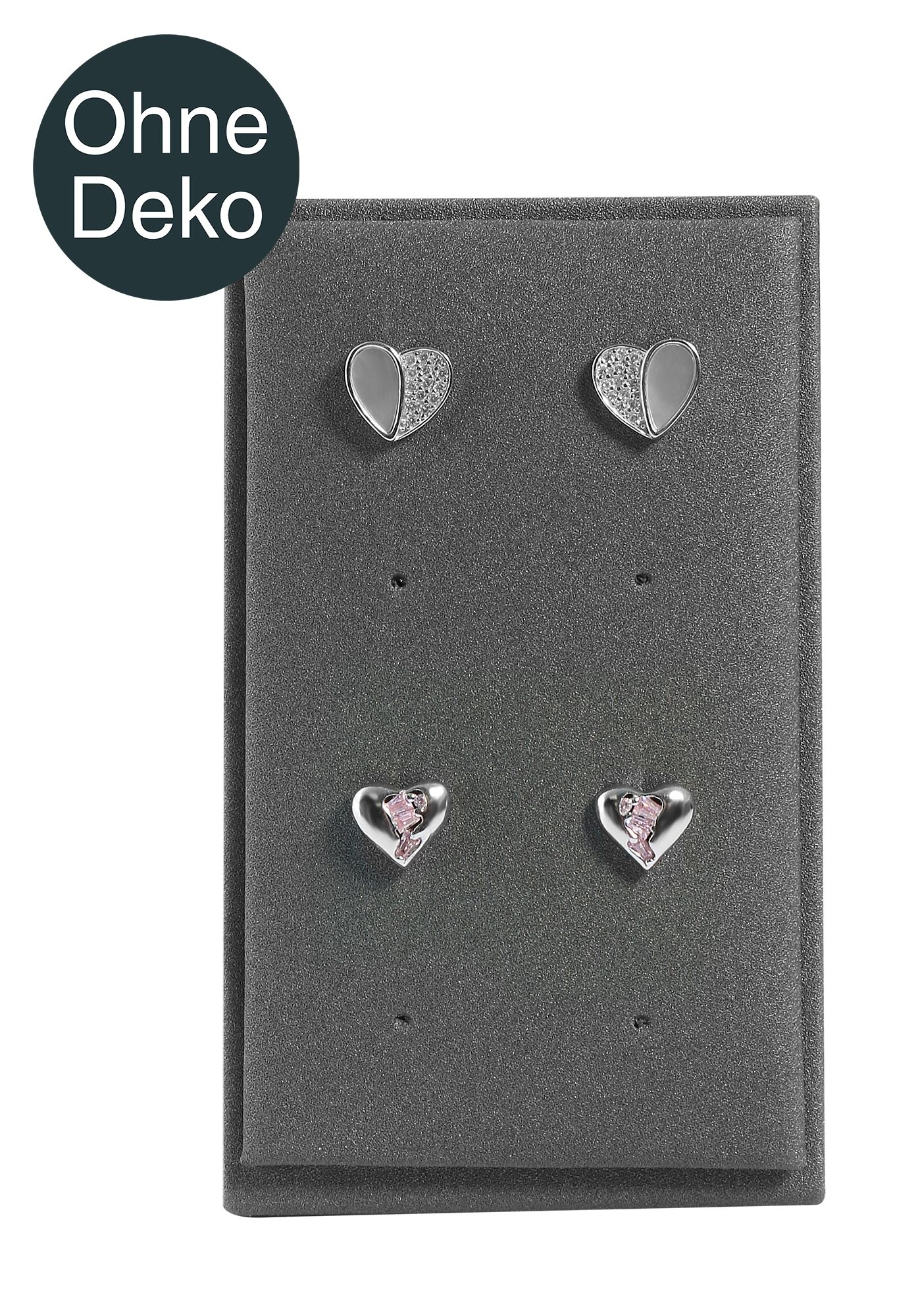 Aufsteller für 4 Paar Ohrringe, PU-bezogen, 8,5 x 5 x 4,5 cm, grau