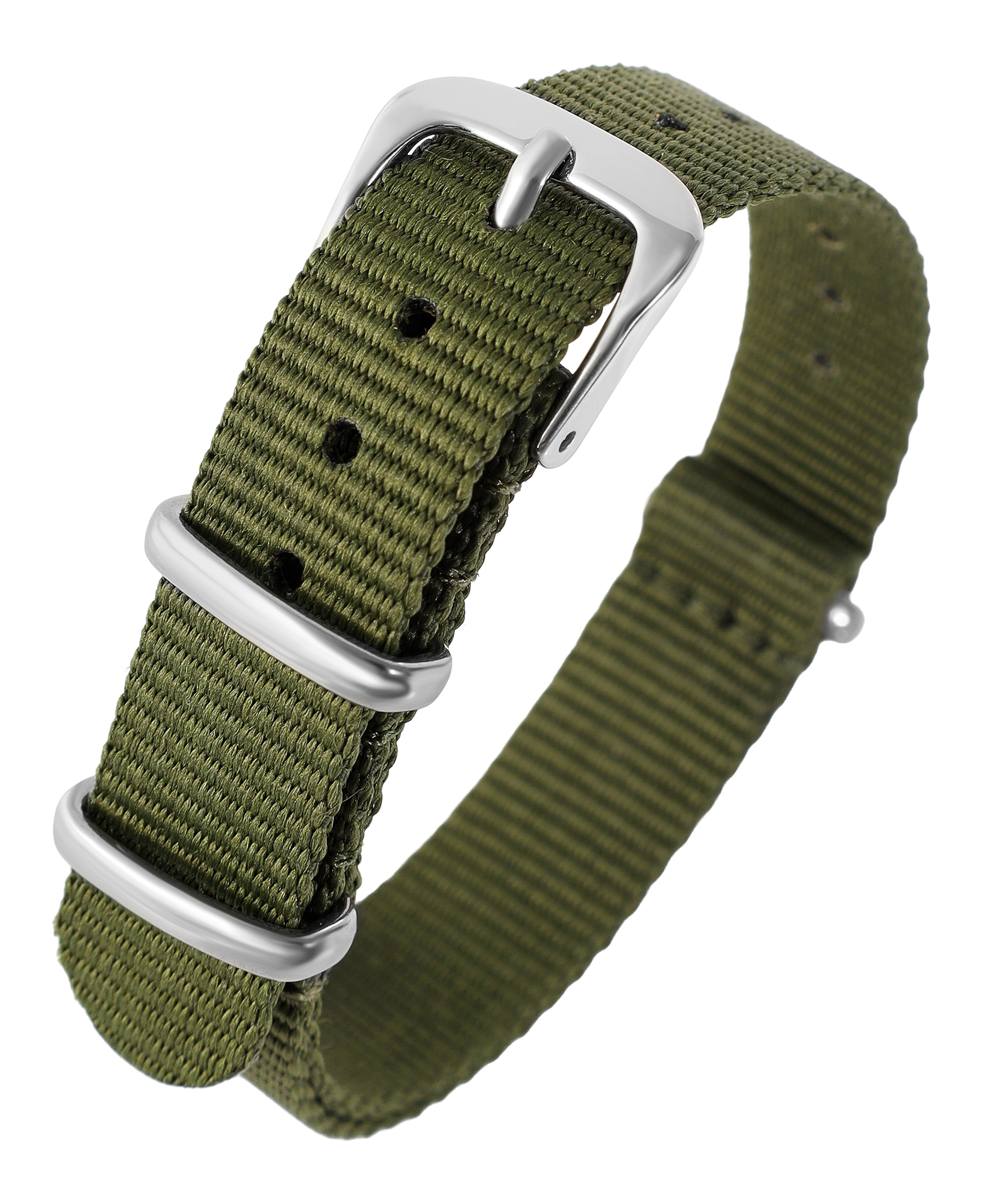 Nylon-Uhrenarmband, khaki, Dornschließe, 20 mm