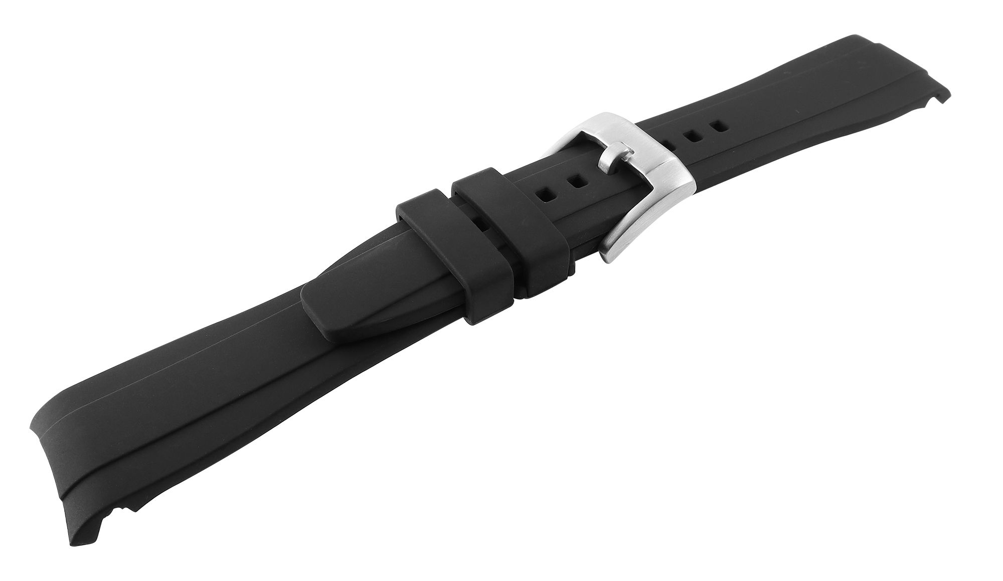 Silikon Uhrenarmband, Dornschließe, schwarz, 20 mm