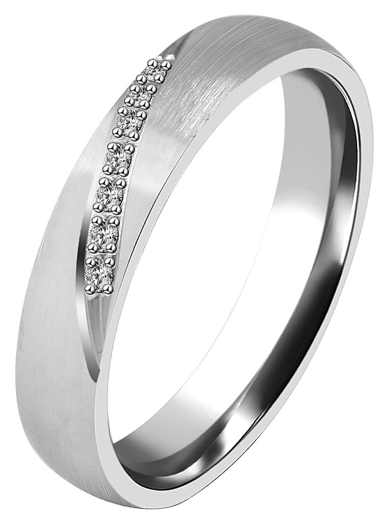 925/- Echt Silber Partnerring "Emilia" für Damen, Zirkoniabesatz, rhodiniert, Gr. 56