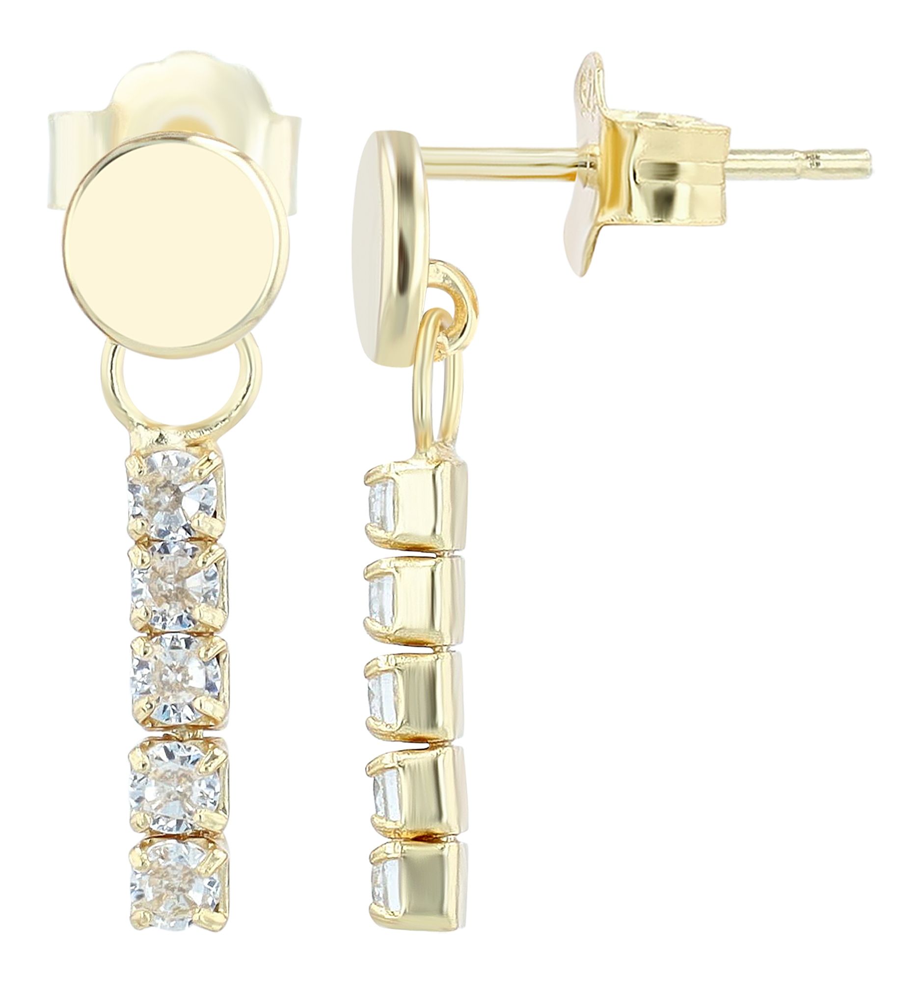 "Nohea" 925/- Echt Silber, Ohrhänger (Plättchen, Tenniskette), Zirkonia, vergoldet