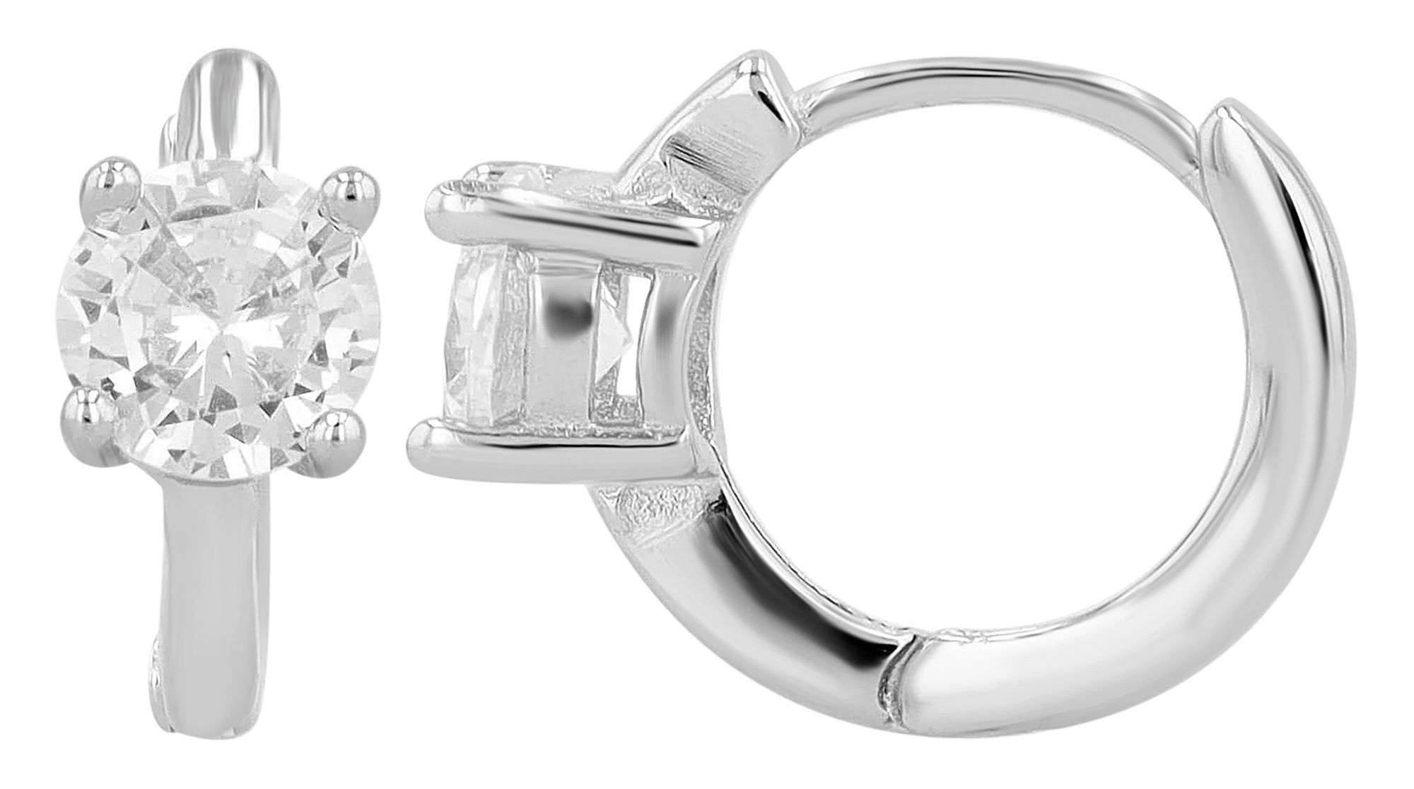 "Victoria" 925/- Echt Silber Creole/ Klappcreole mit weißem Zirkon, silberfarben rhodiniert