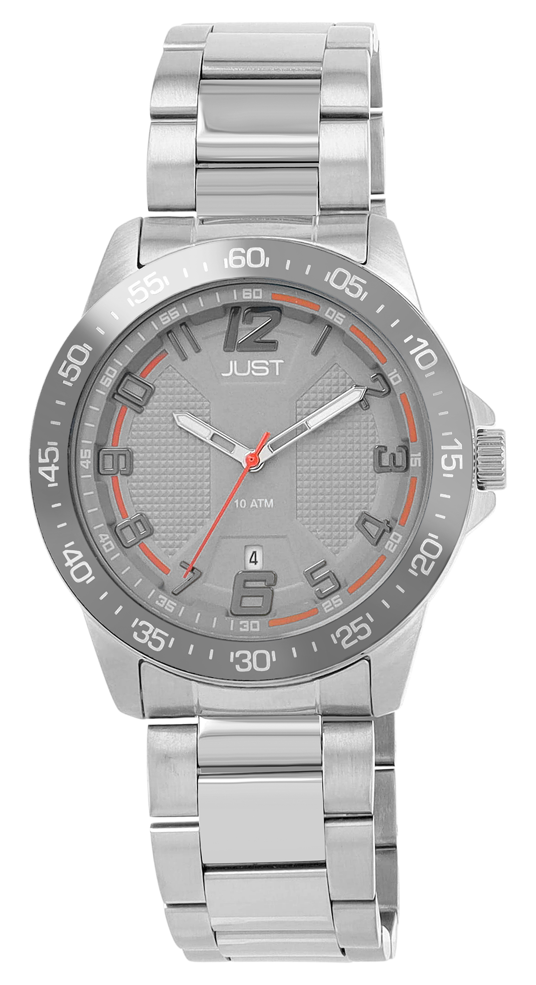 JUST Herrenuhr "Marten" mit Edelstahlarmband, Ø 43 mm, 10 ATM, silberfarben/ grau