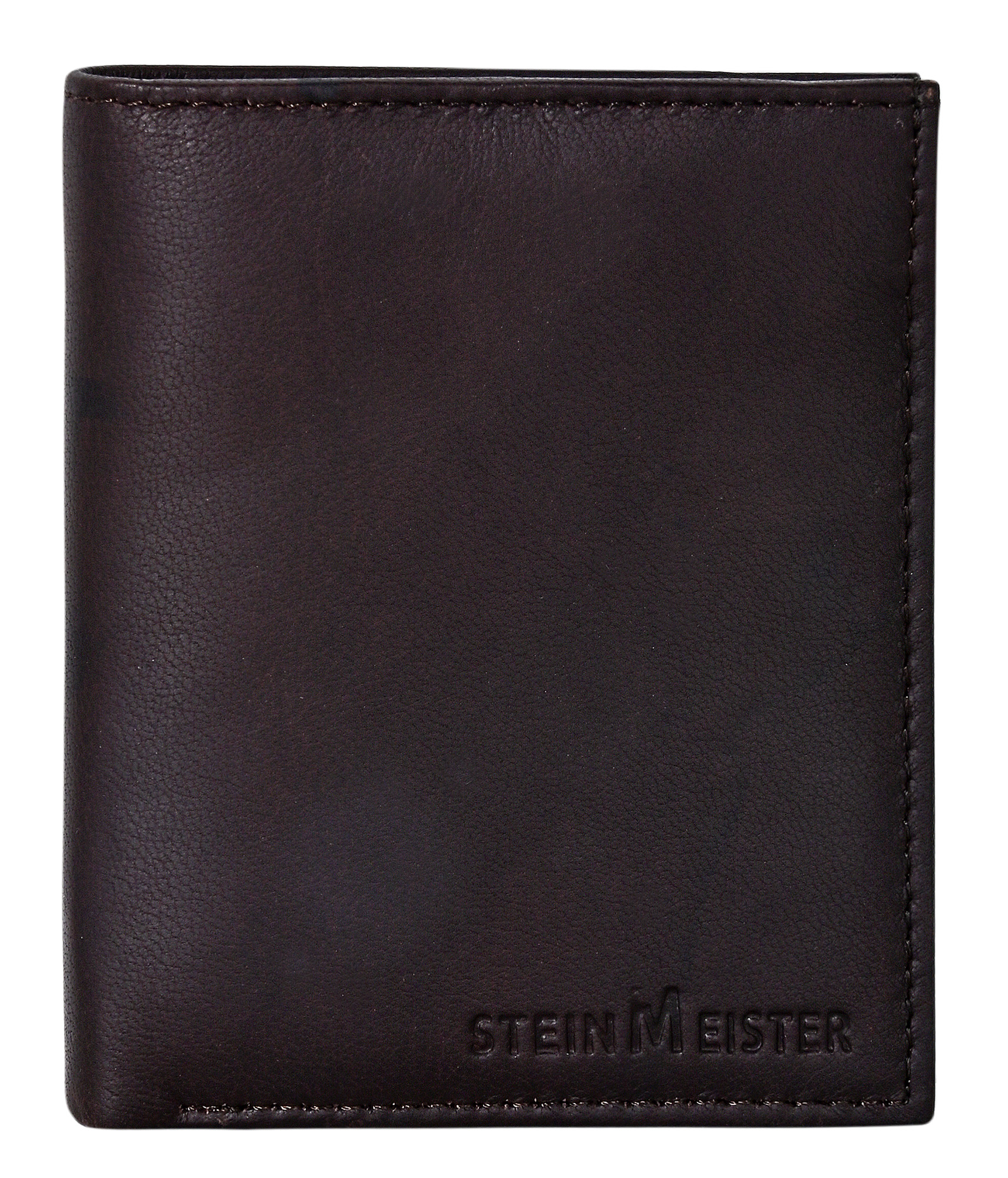 Steinmeister Echtleder Herren Geldbörse, RFID, Hochformat, dunkelbraun