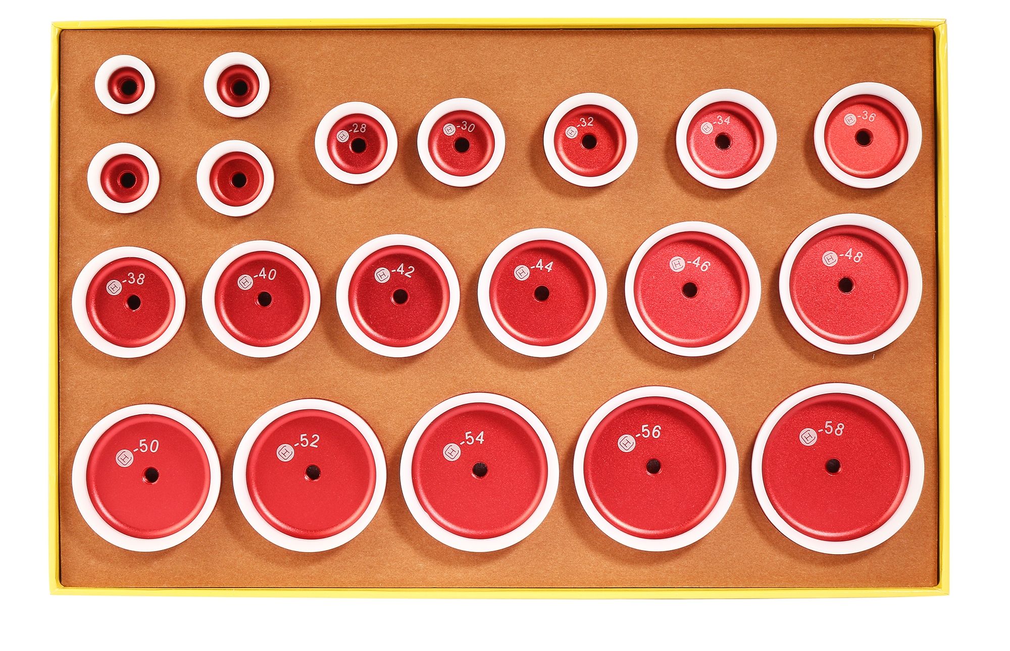 Druckstücke für Glaseinpresser und Gehäusebodenschließer, 20 tlg., Ø 20 - 58 mm