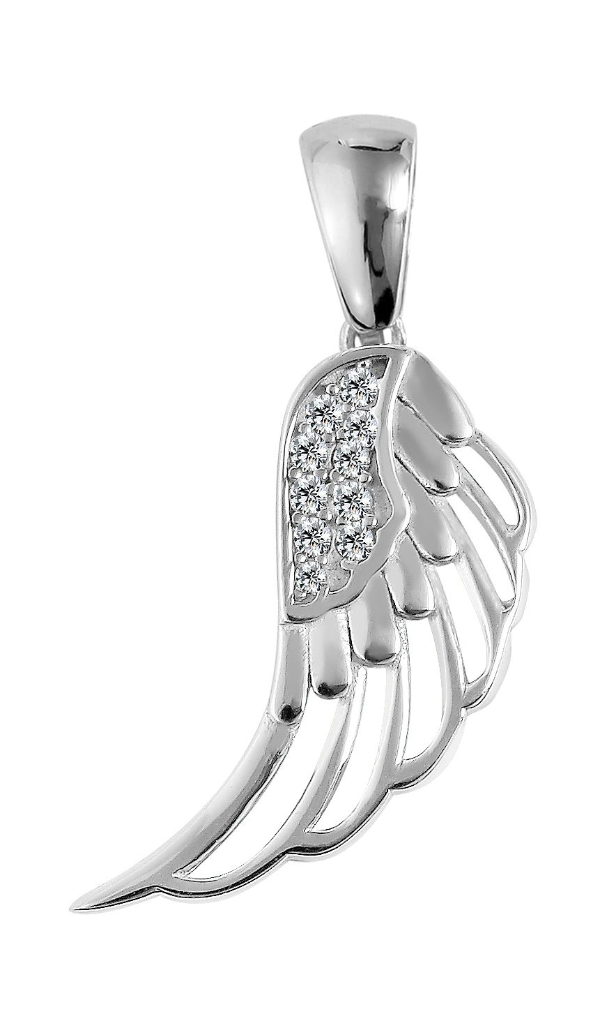 "Allanah" 925/- Echt Silber Anhänger, Flügel, Zirkon, rhodiniert (ohne Kette)