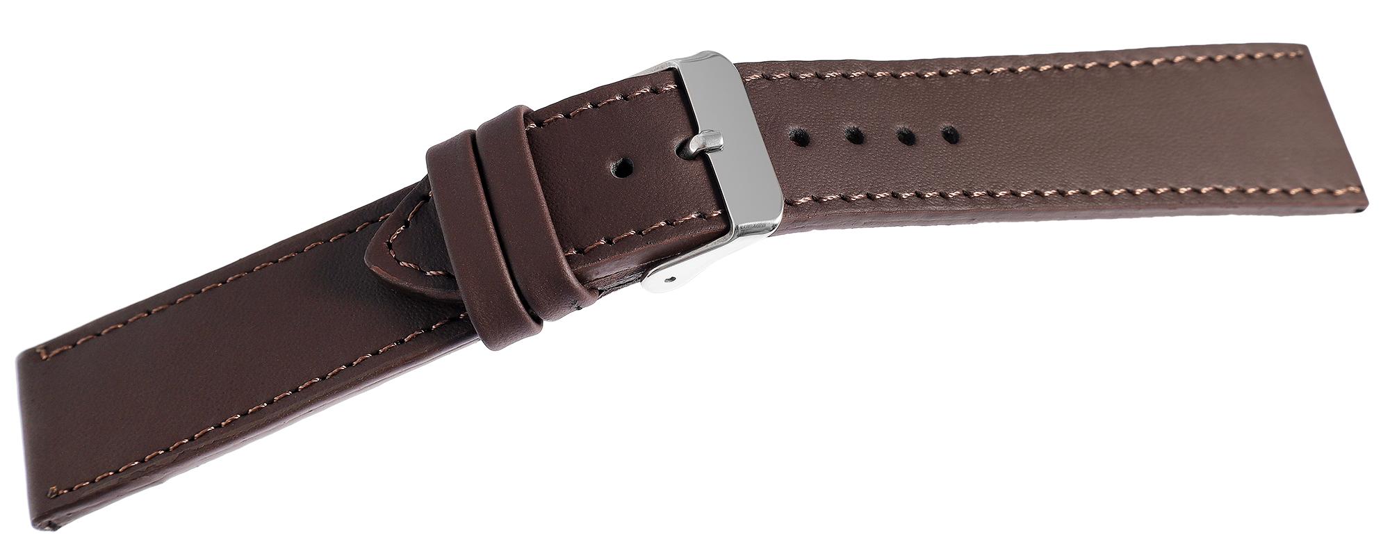 Echtleder Uhrenarmband, dunkelbraun, flach, VE-6, 22mm