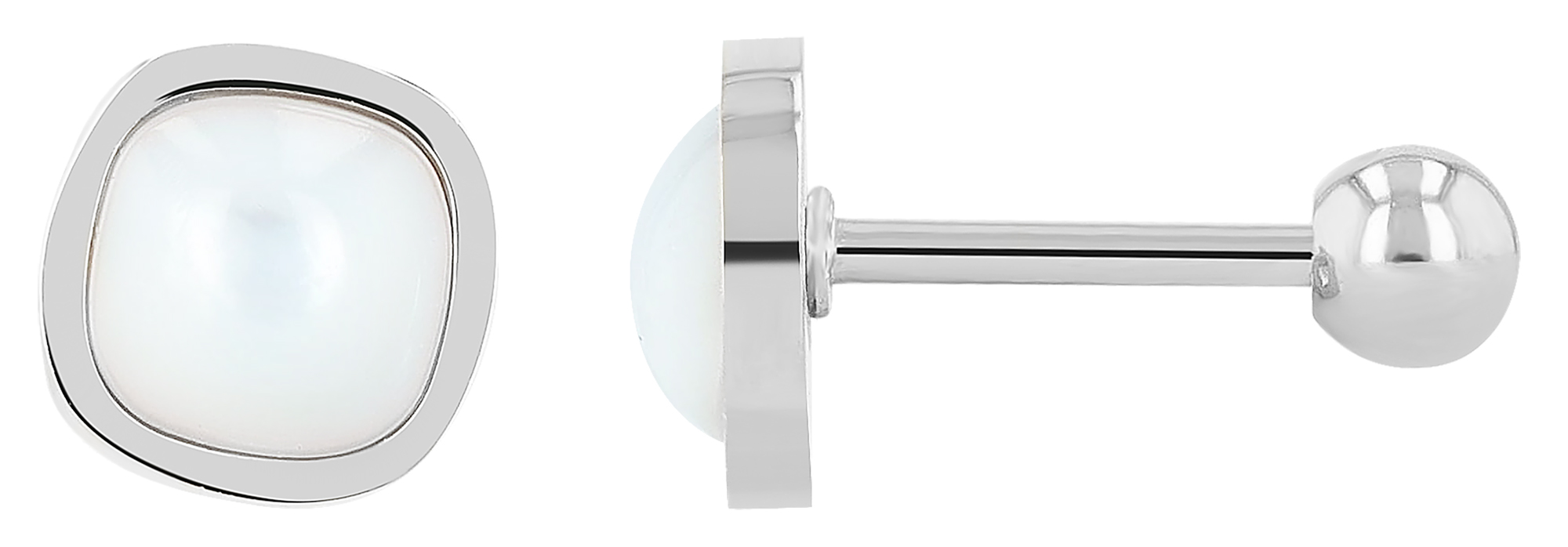 "Asta", Edelstahl Ohrstecker/-piercing, Perlmutt, silberfarben