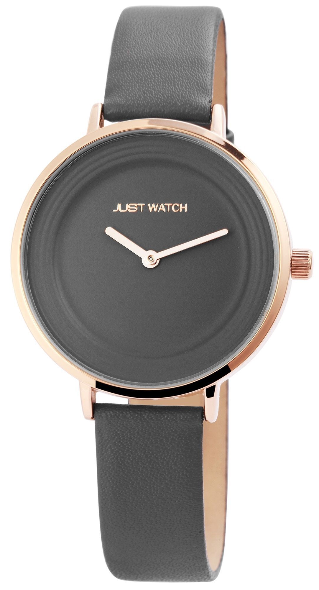 Just Watch Analog Damenuhr Echtlederband anthrazit
