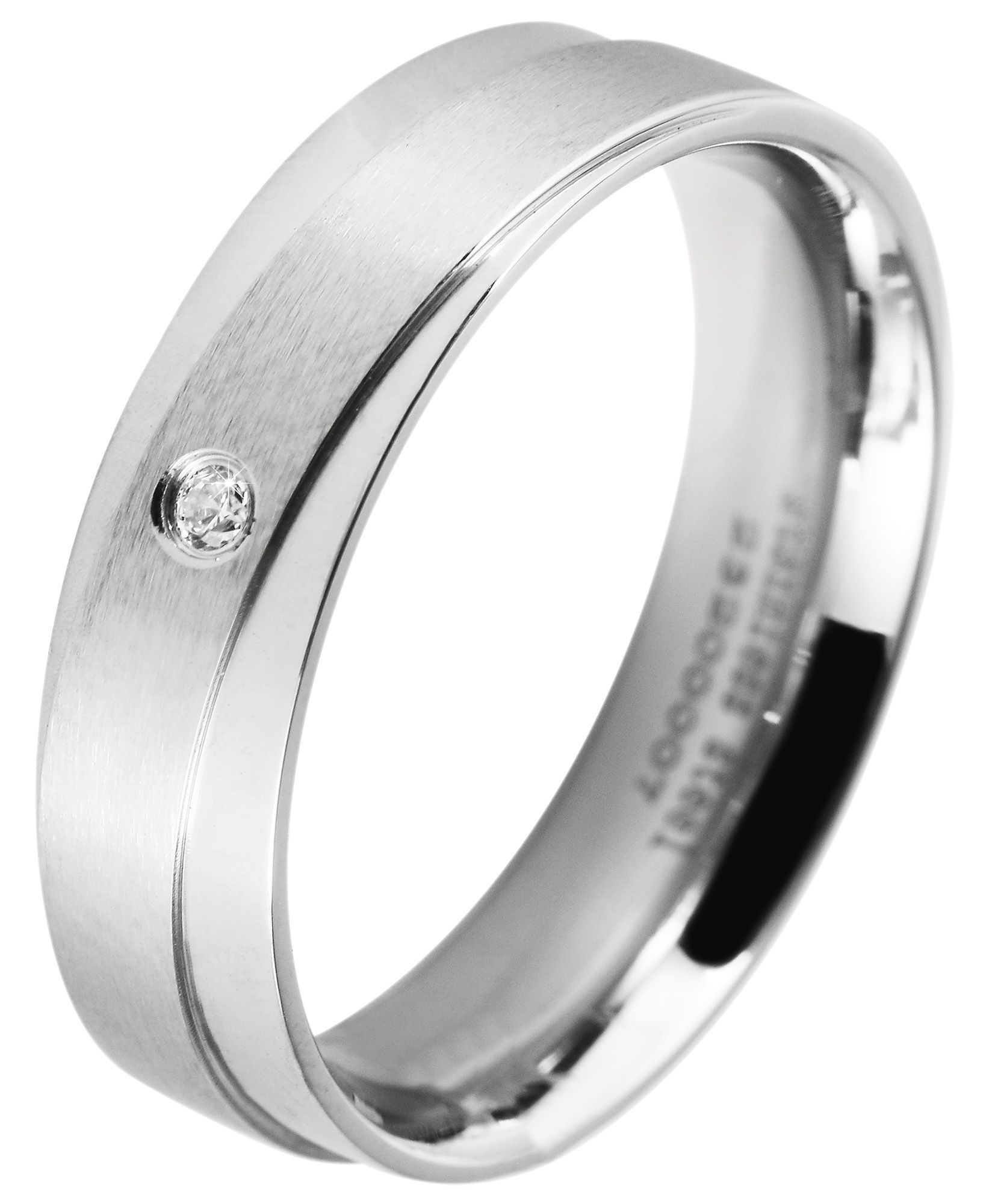 "Fantastic Feeling" Damen-Partnerring, Akzent, Edelstahl, Similibesatz, silberfarben, Gr. 60