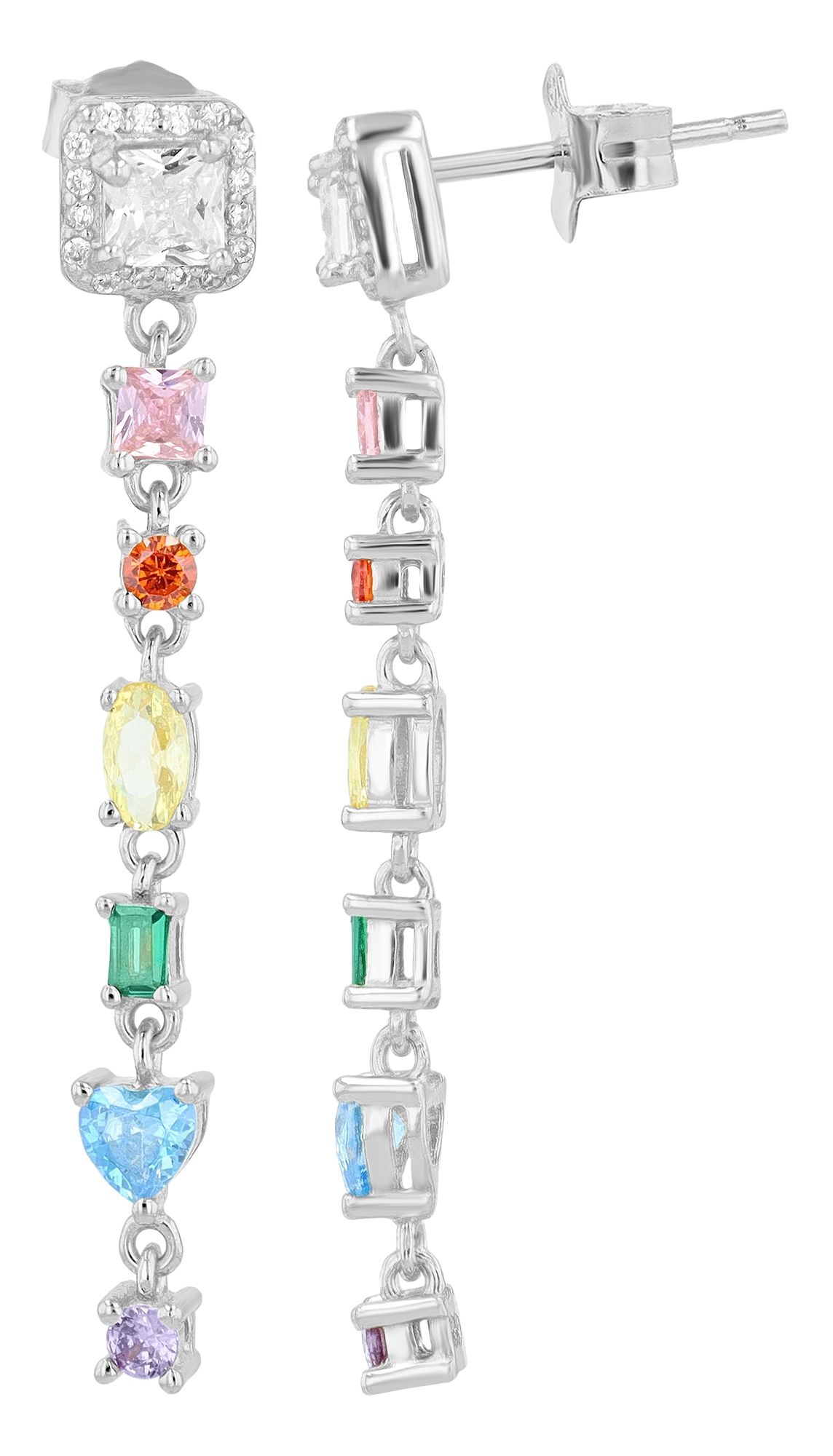 "Nurduha" 925/- Echt Silber Ohänger, bunte Zirkoniasteine, rhodiniert