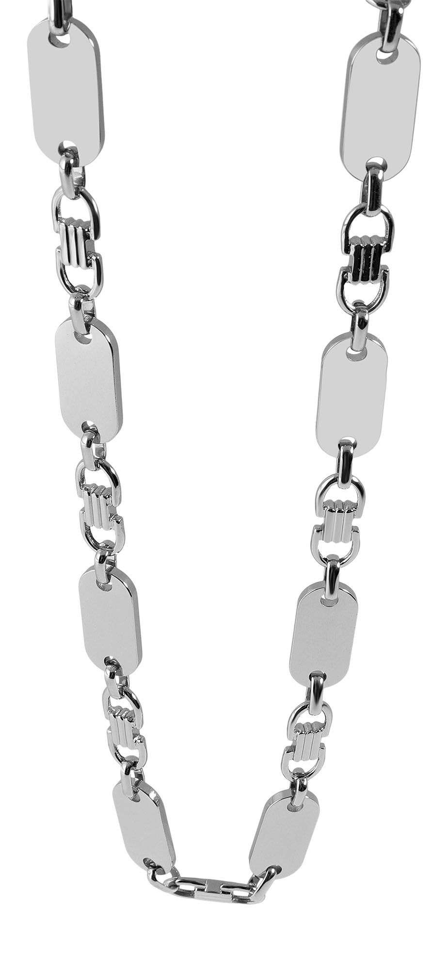 "Reto", Edelstahl Plattenkette, silberfarben, 55 cm/ 10 mm