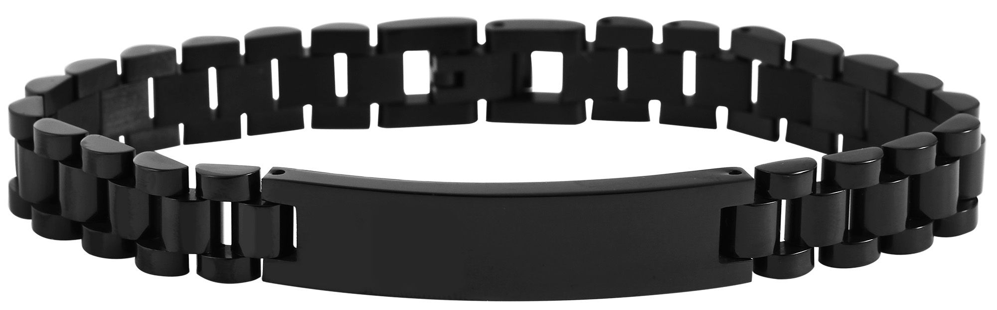 Akzent Edelstahlarmband, Gravurplatte, 21 cm, schwarz