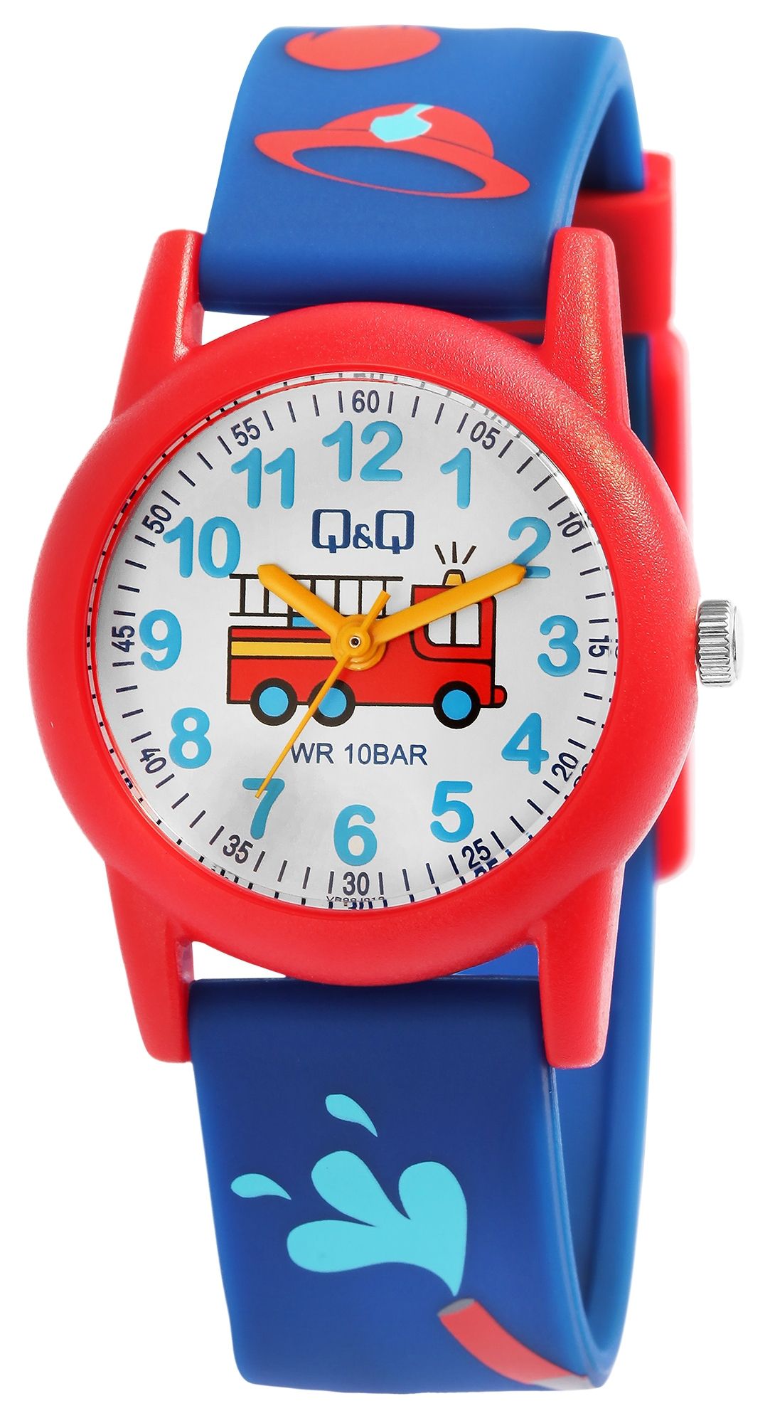 Q&Q Kinderuhr "Feuerwehr", Band aus Resin, 10 ATM