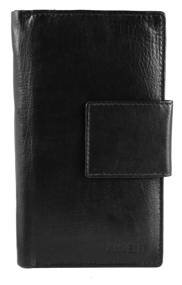 Akzent Damen Geldbörse aus Echtleder in schwarz. Format 16 x 10 cm.