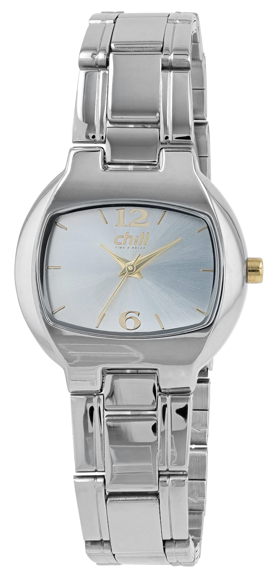 Chill, Damenuhr mit Edelstahlband, rechteckig, silberfarben