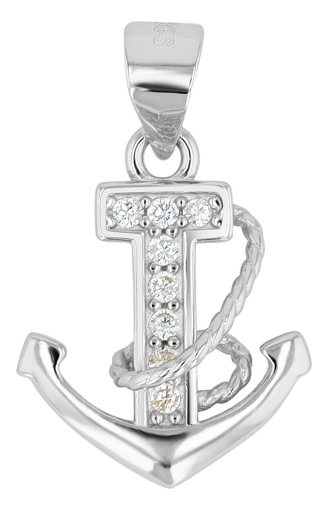 "Tono", 925/- Echt Silber Anhänger Anker mit Zirkonia, silberfarben rhodiniert