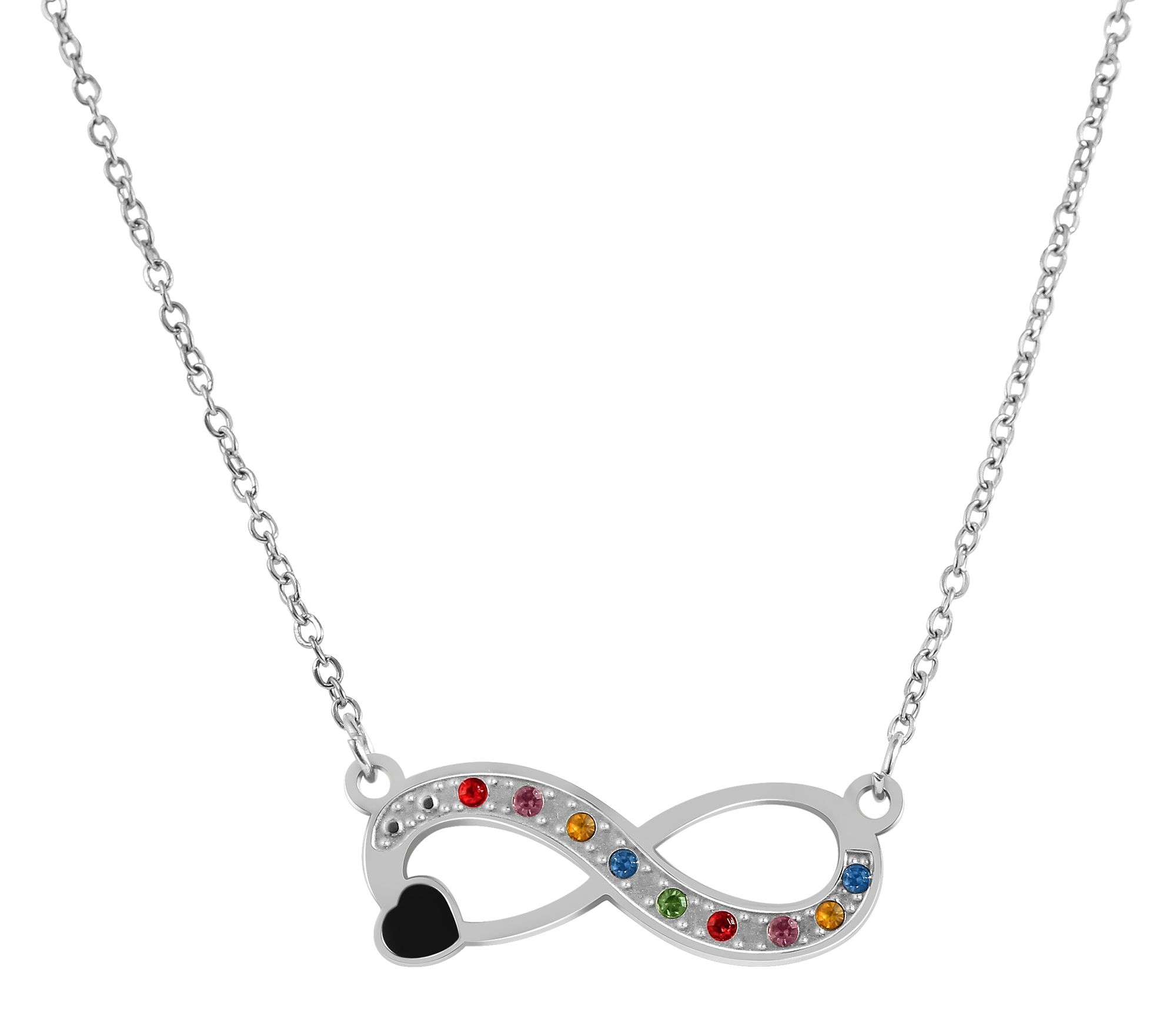 Akzent Halskette mit Infinity-Anhänger, Edelstahl, silberfarben