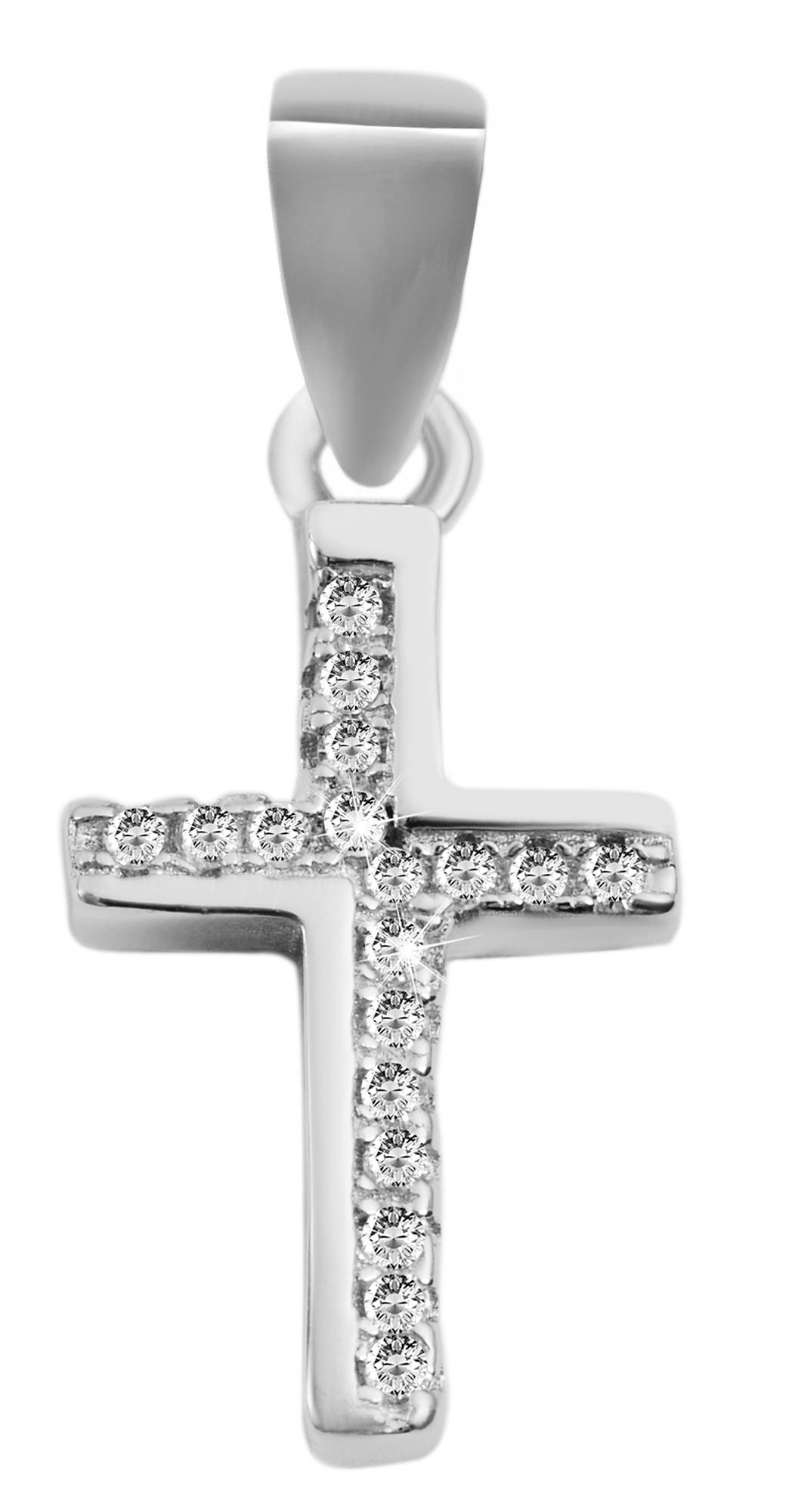 925/- Echt Silber Anhänger ohne Kette "Kassandra", Kreuz mit Zirkoniabesatz, 925/rhodiniert