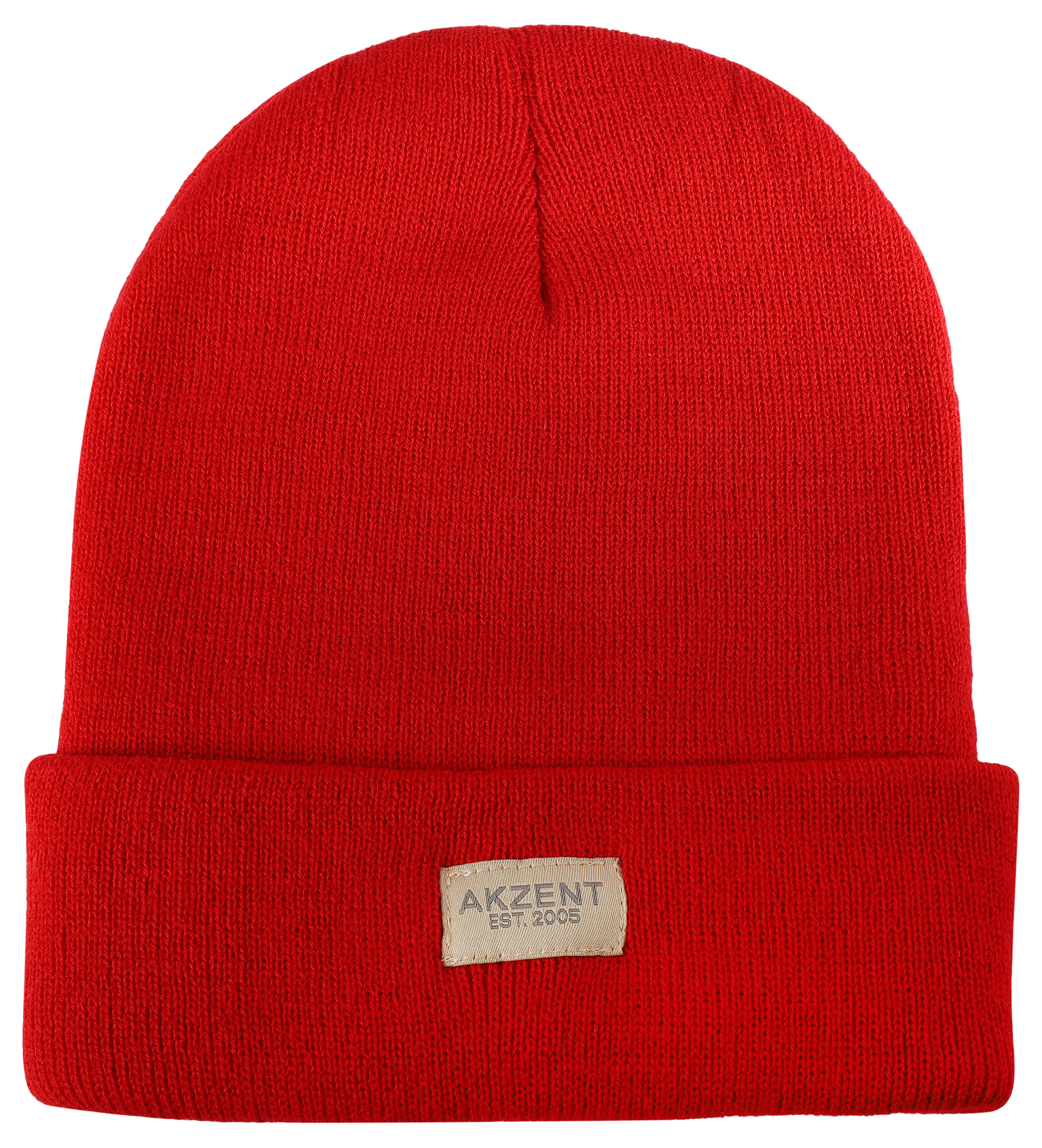 Akzent Strickmütze/ Beanie mit Umschlag, 100% Acryl, 4-VE, rot Akzent Strickmütze/ Beanie mit Umschlag, 100% Acryl, 4-VE, rot