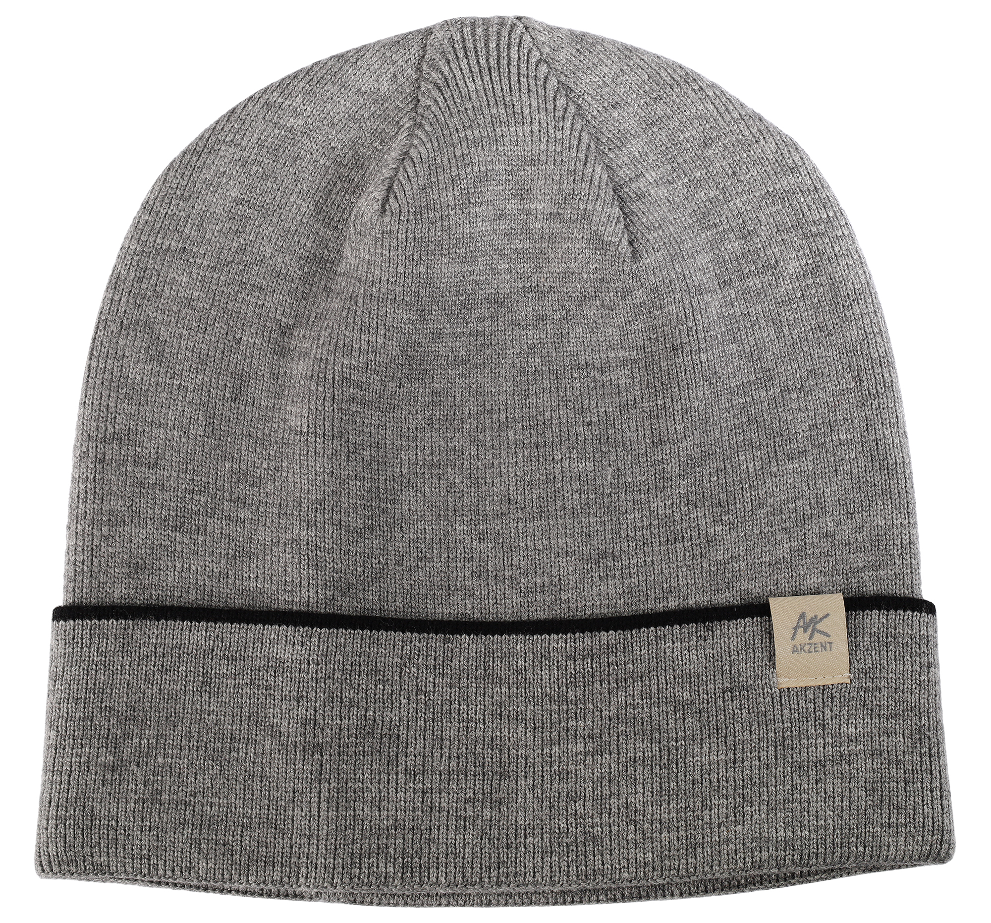 Akzent Strickmütze (mit Umschlag) für Herren, VE-4, grau Akzent Strickmütze (mit Umschlag) für Herren, VE-4, grau