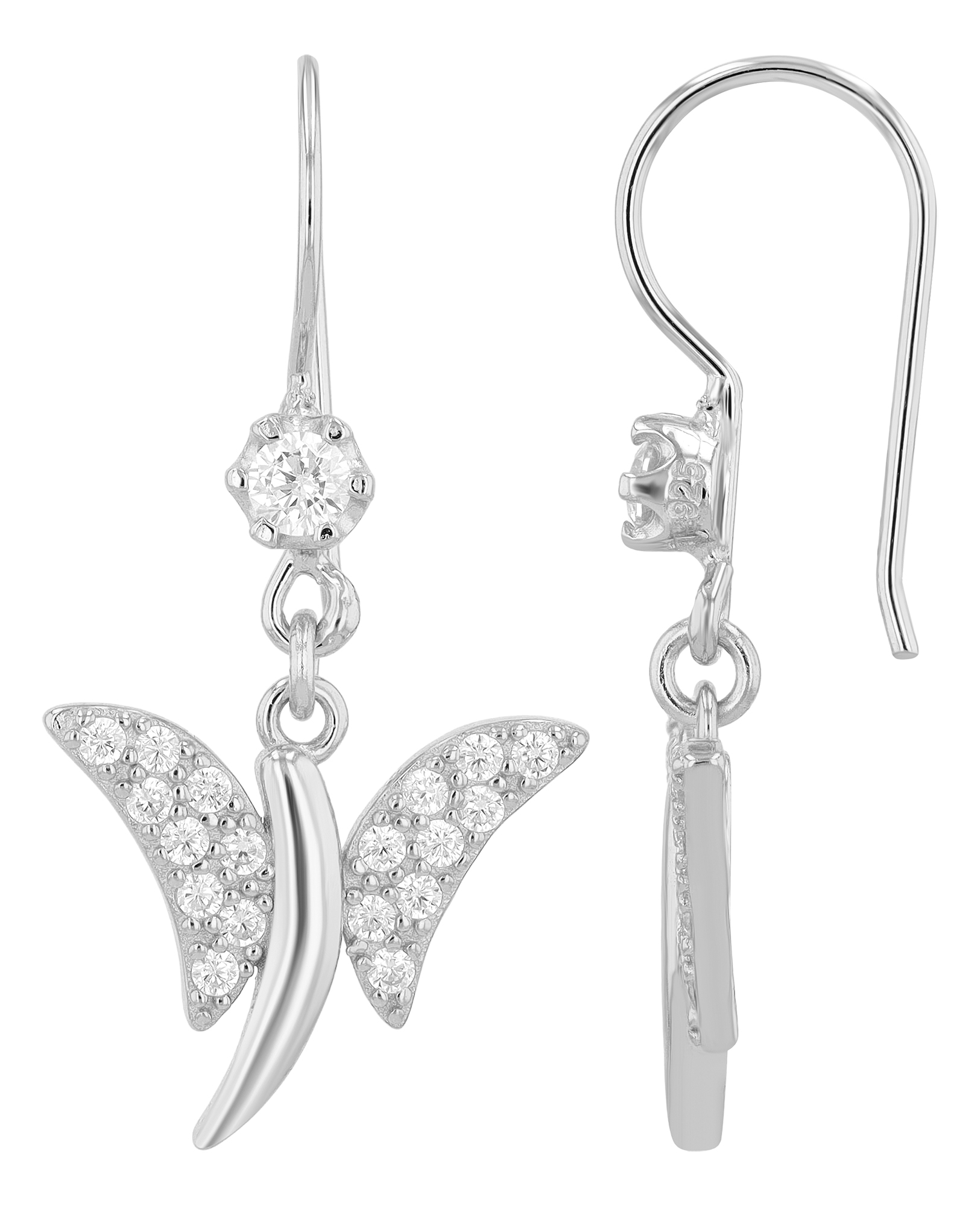 "Irma" 925/- Echt Silber Ohrhänger, Libelle, Zirkonia. silberfarben, rhodiniert