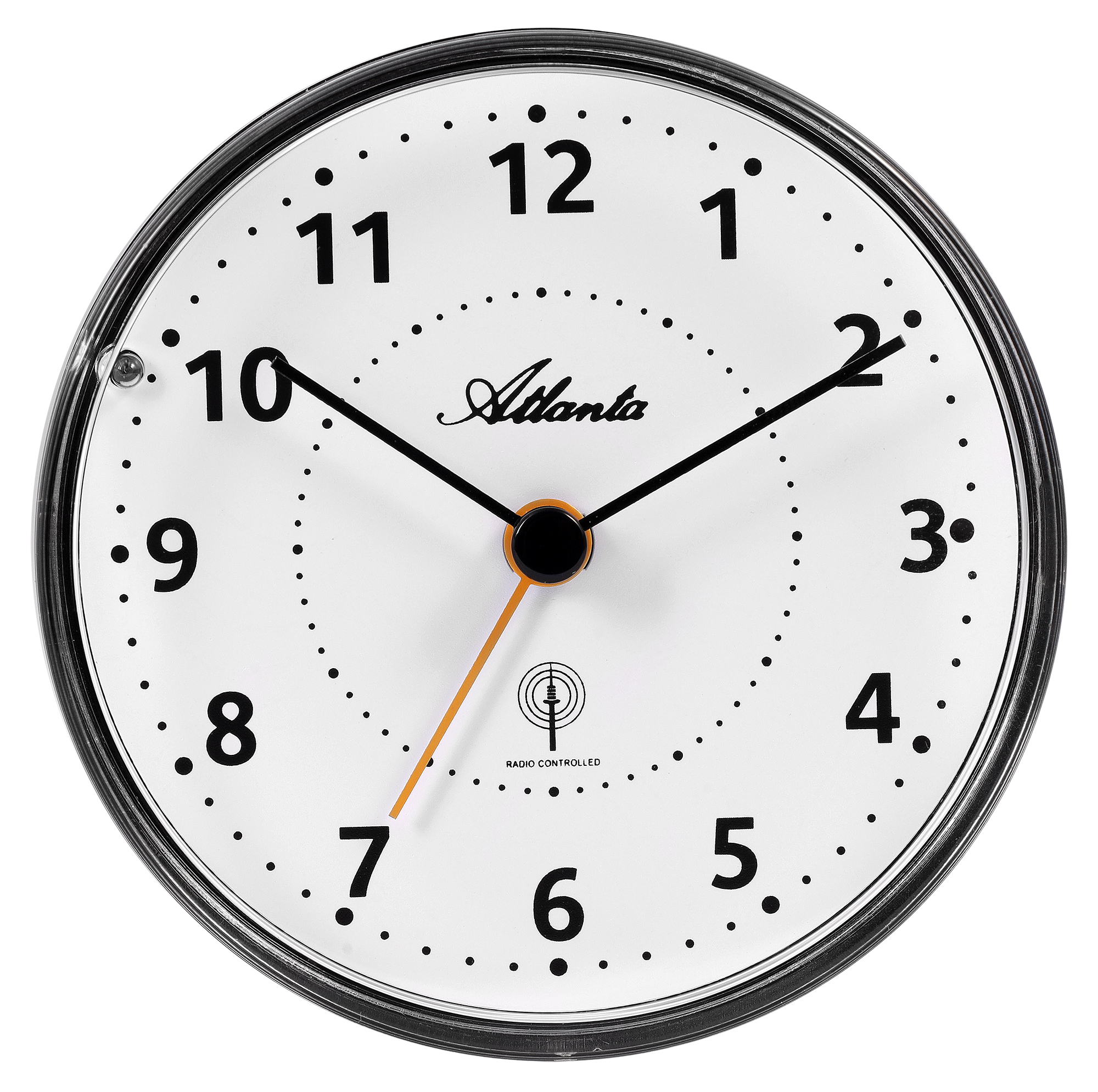 Atlanta Funk-Wecker (Leisegang/ Licht/ Snooze), Ø 8,2 mm, schwarz