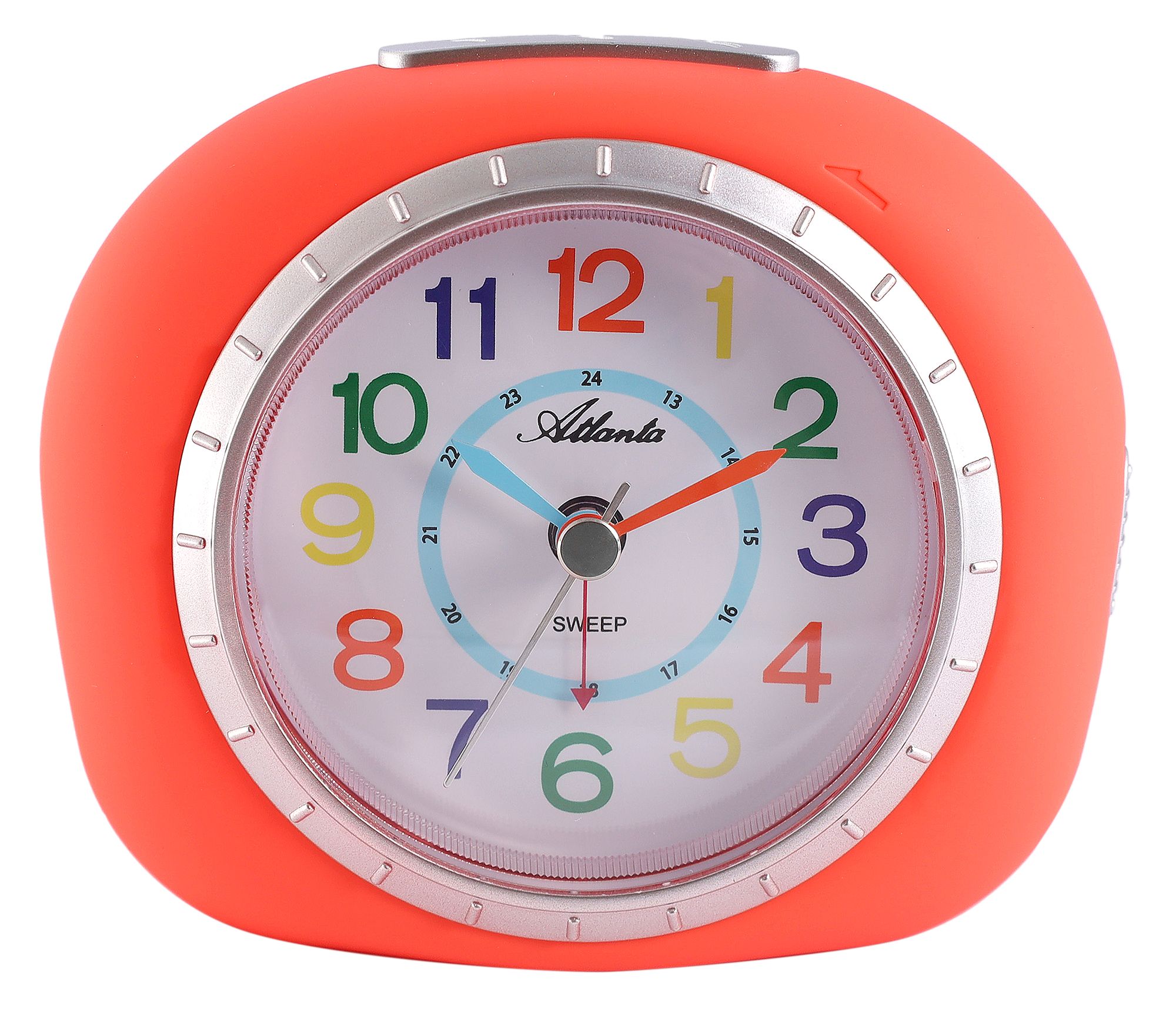 Atlanta Quarz-Wecker für Kinder (Leisegang/ Licht/ Snooze), orange