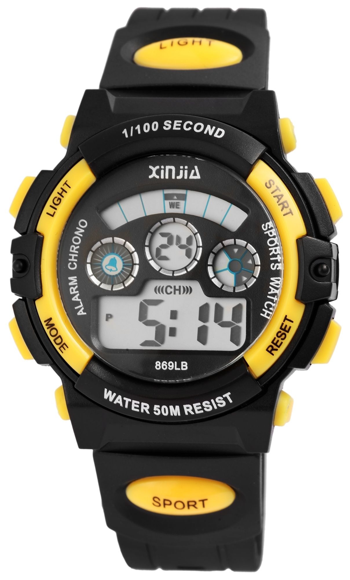 Xinjia Digitaluhr mit Silikonarmband in schwarz/gelb