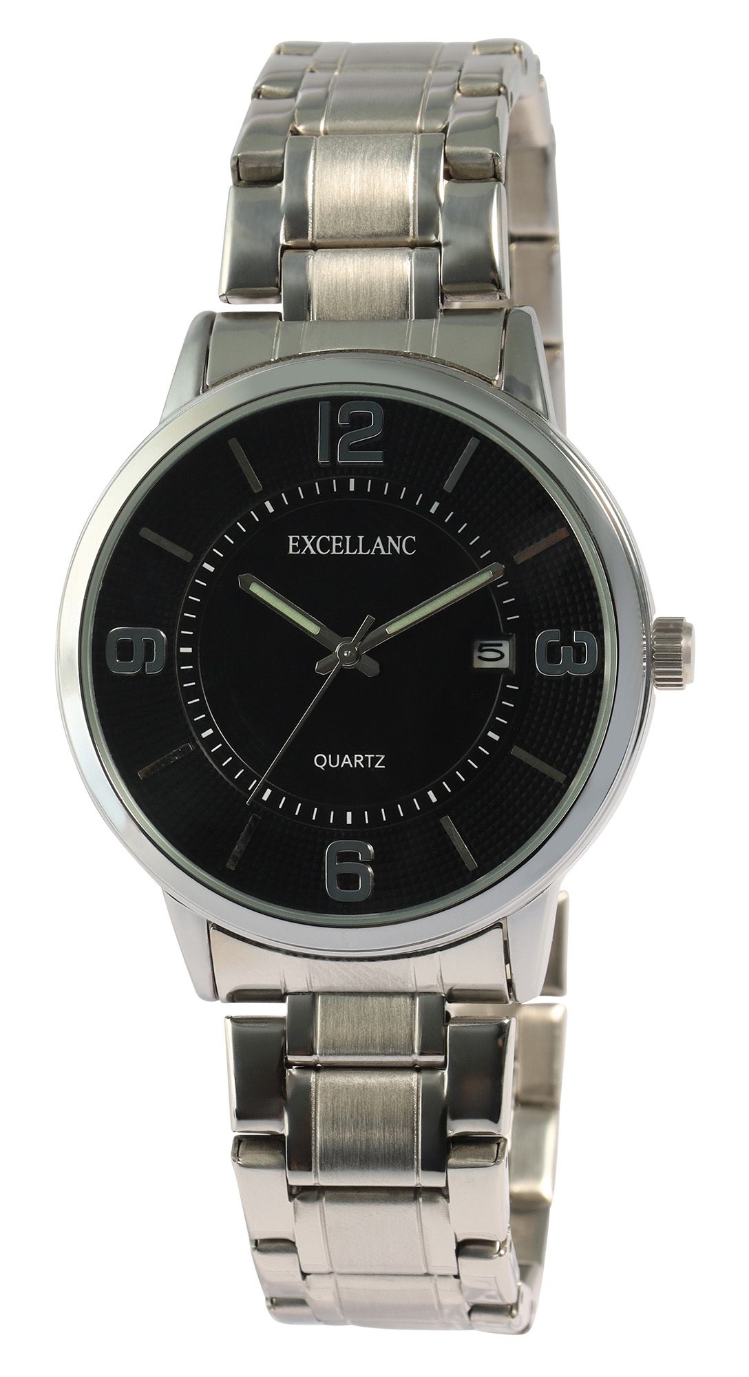Excellanc Herrenuhr, Metall/Edelstahl, Gliederarmband, silberfarben/schwarz, Ø 41 mm