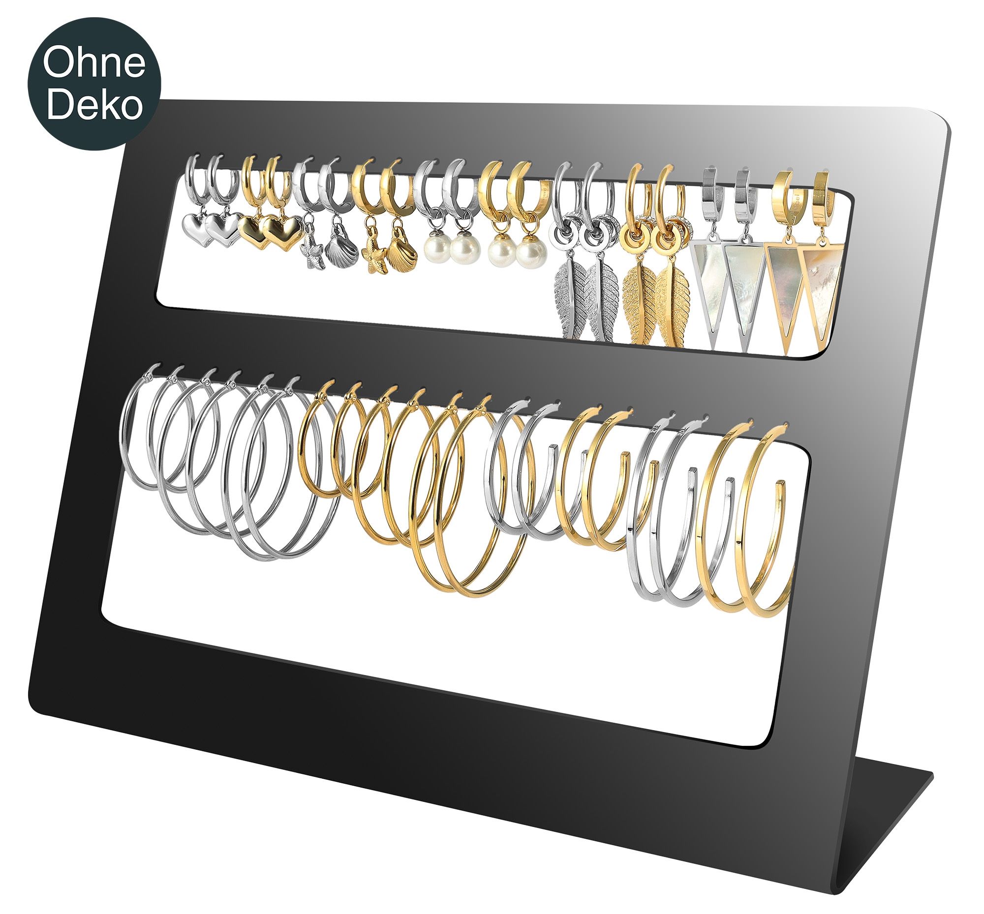 Acryl Aufsteller für 20 Paar Ohrringe (Dekoserie Glossy), schwarz