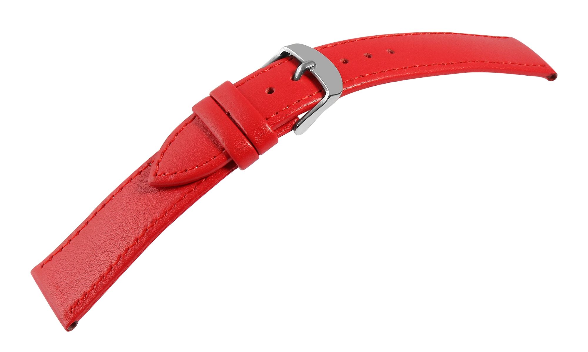 Uhrenarmband aus Echtleder, genäht, rot, 26 mm