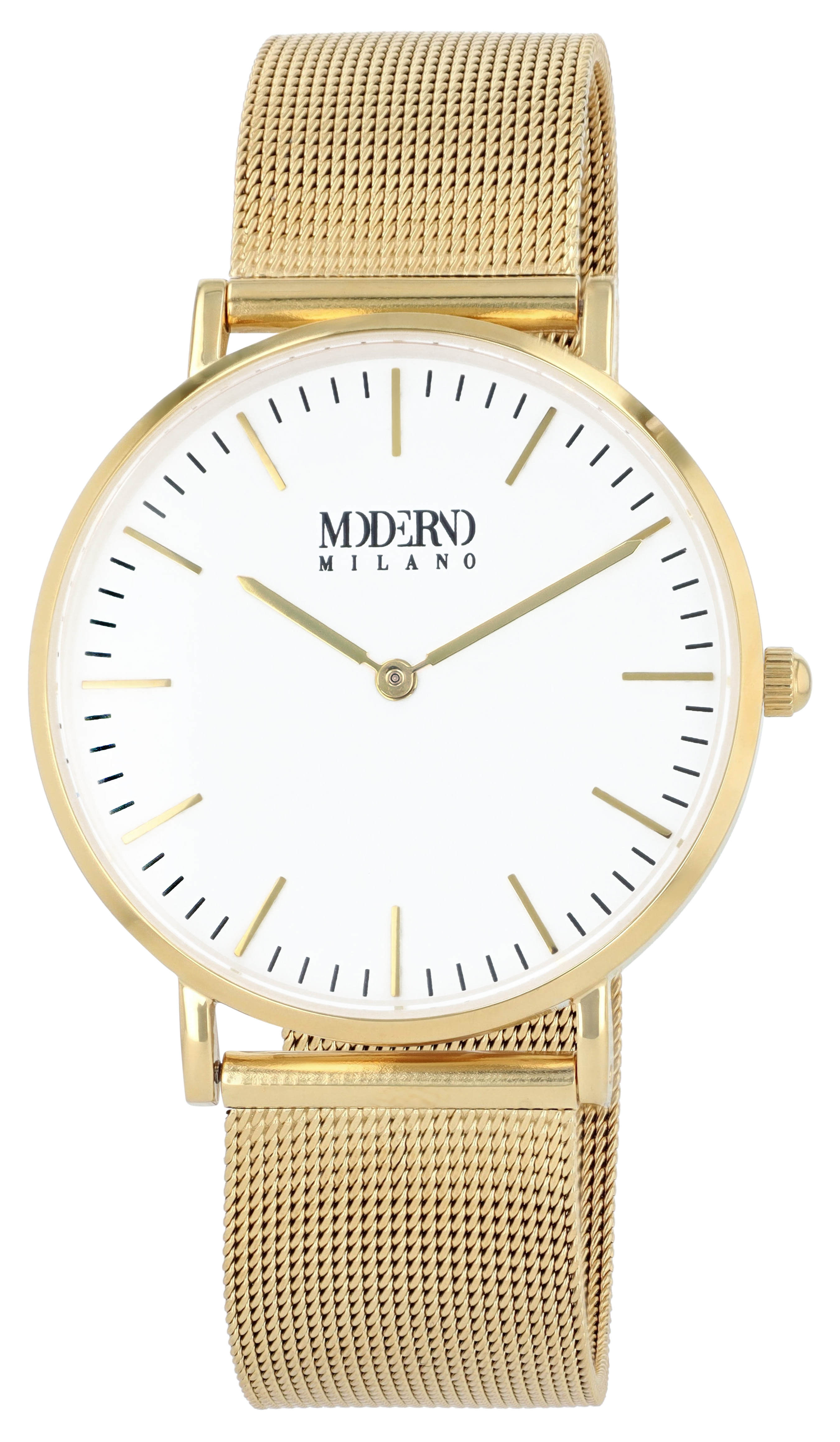 Moderno Milano Edelstahl Damenuhr Ø 36,5 mm, Meshband, Saphirglas, goldfarben