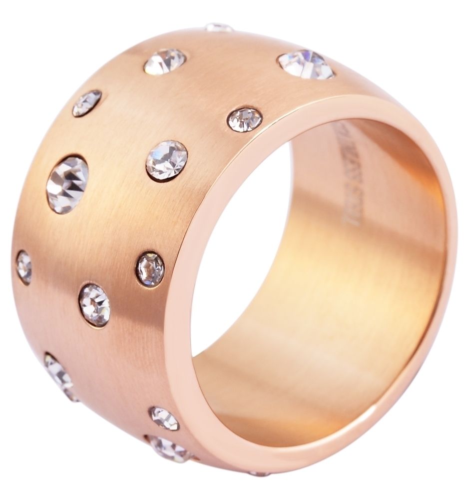"Palina rosé", Edelstahl Damenring, Similibesatz, roségoldfarben, Gr. 54