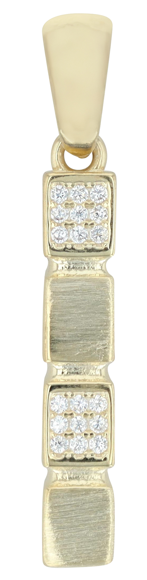 "Elin" 925/- Echt Silber Anhänger - Stab, Zirkon, vergoldet