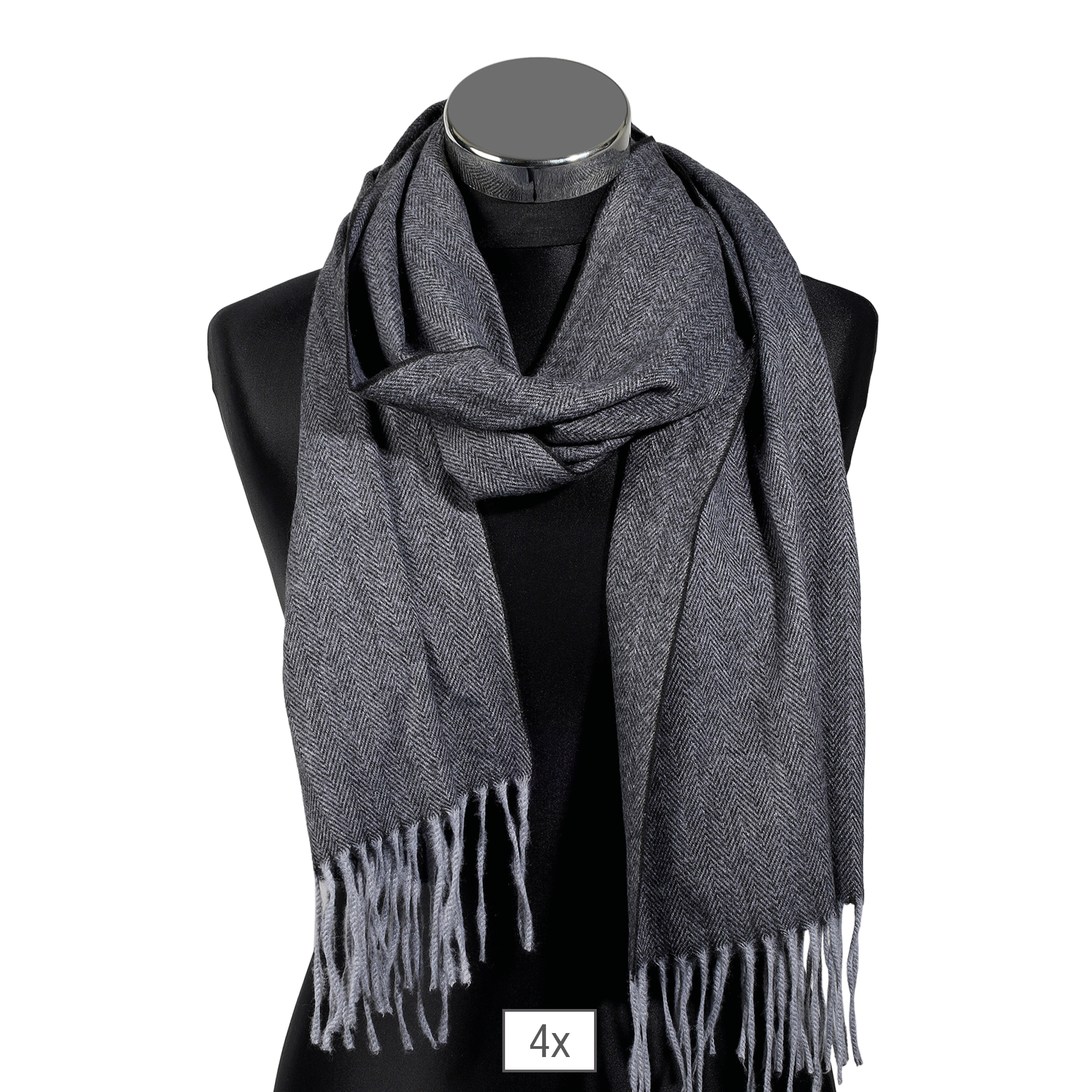 Herren Winterschal, unifarben mit Fischgrätenmuster (schwarz) 100% Polyester VE 4 Herren Winterschal, unifarben mit Fischgrätenmuster (schwarz) 100% Polyester VE 4