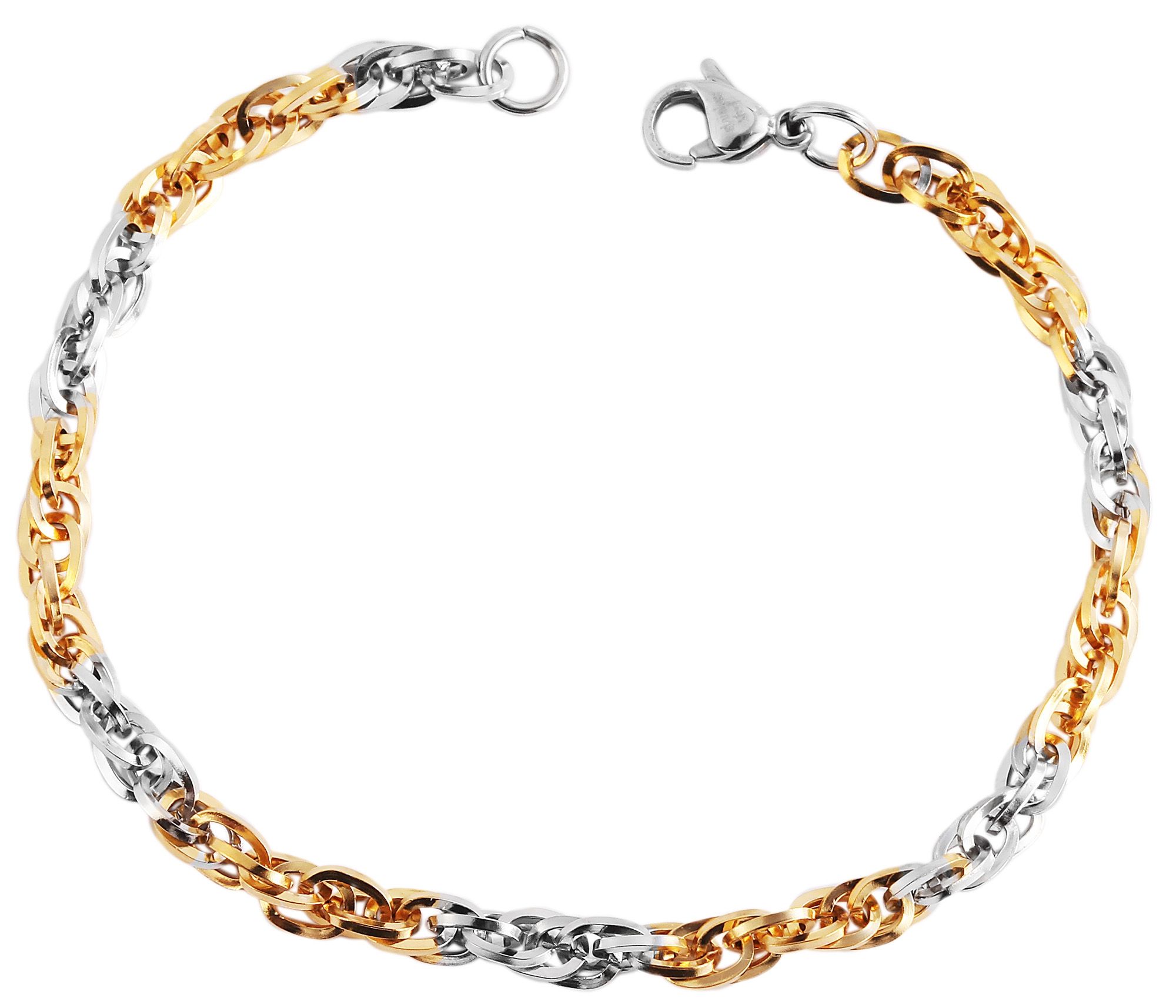 "Bobbi" Akzent Edelstahlarmband 20 cm, bicolor (silberfarben + goldfarben)