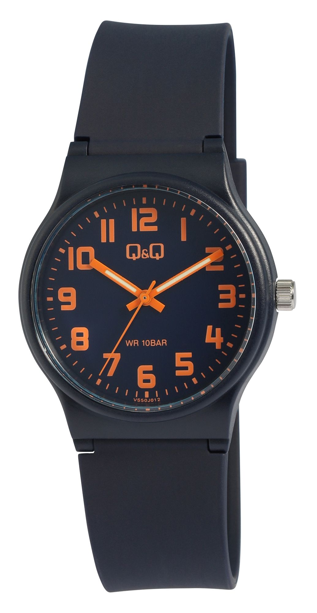 Q&Q Herren-/ Jugenduhr, Silikonarmband, Ø 38 mm, blau/ orange