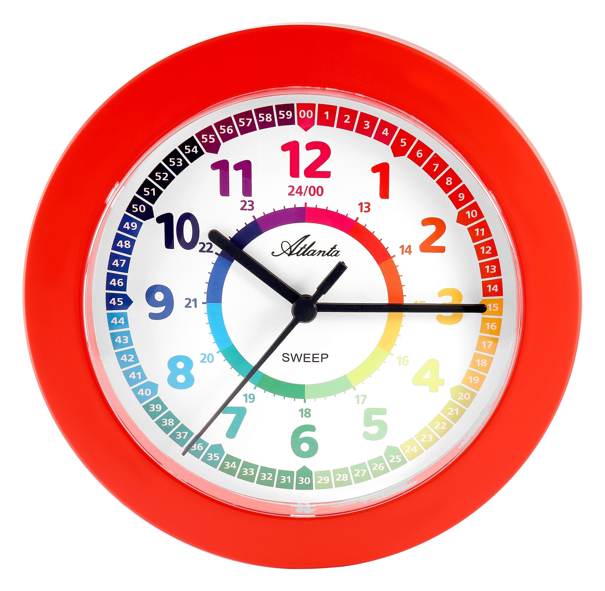 Atlanta Wanduhr für Kinder, rot, Ø 22 cm