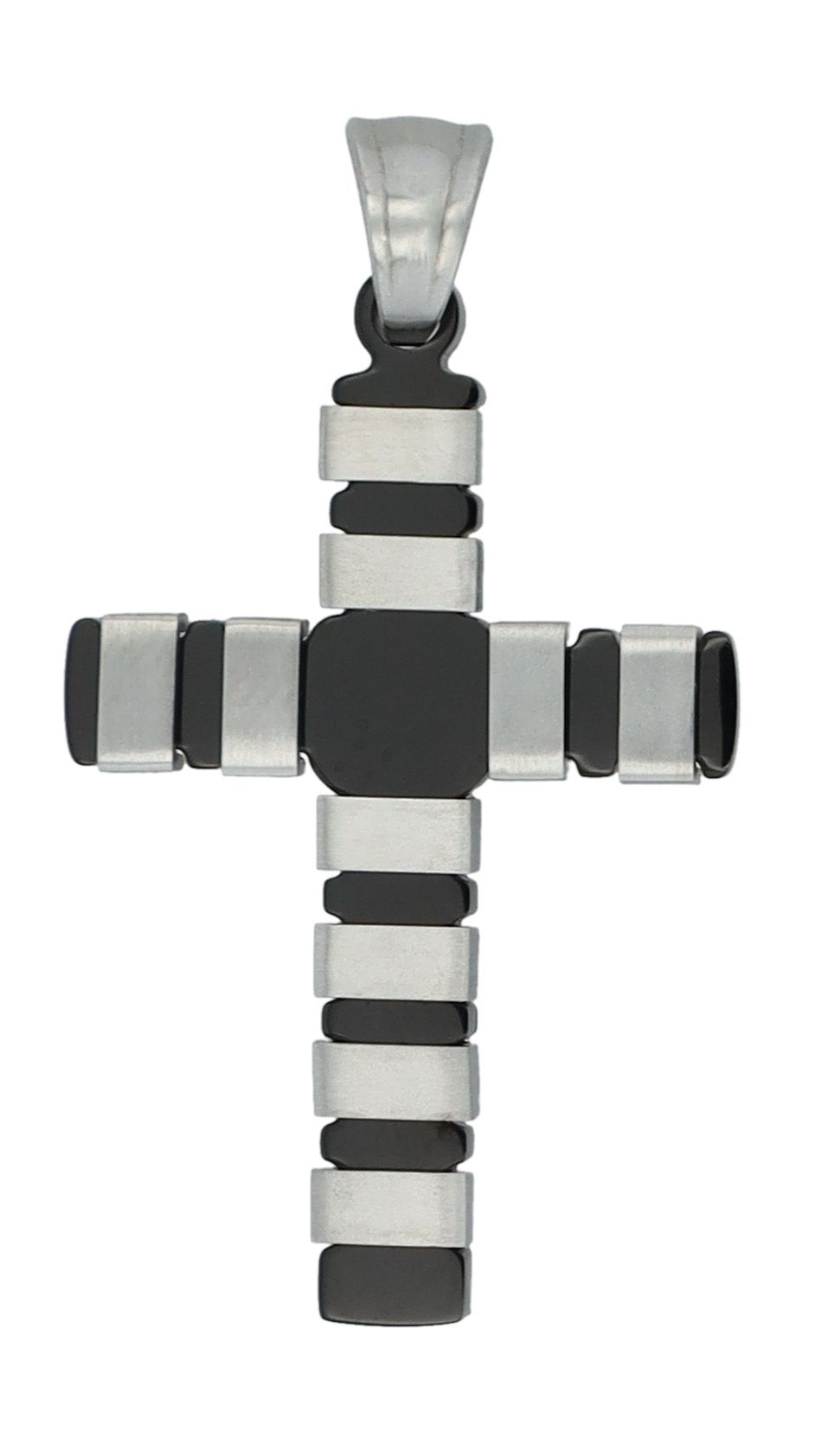 Akzent Kreuz "Arden", Edelstahlanhänger, matte & polierte Elemente, bicolor (schwarz/silberfarben)
