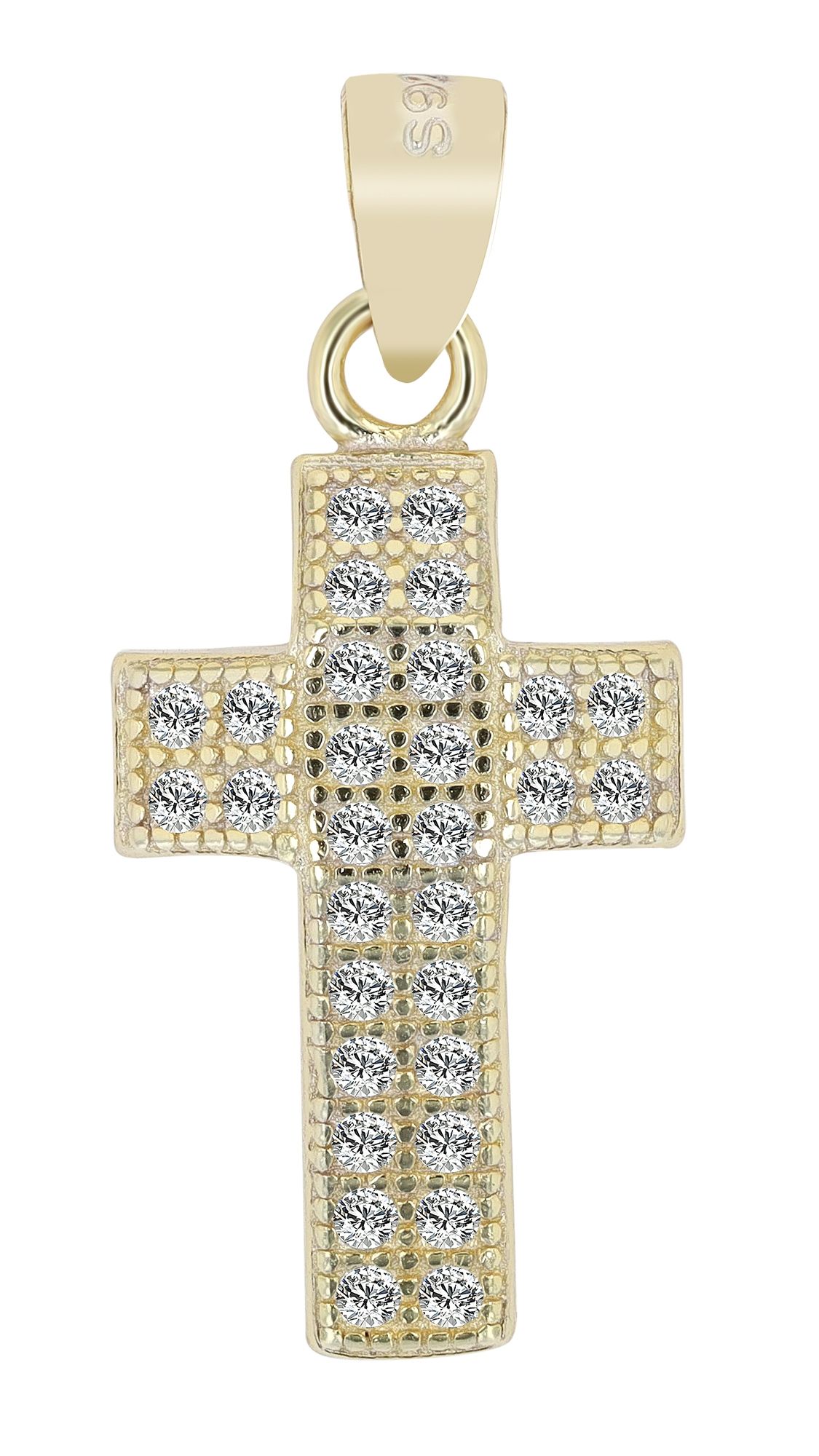 925er Sterlingsilber Kreuzanhänger "Finley", Zirkoniabesatz, vergoldet