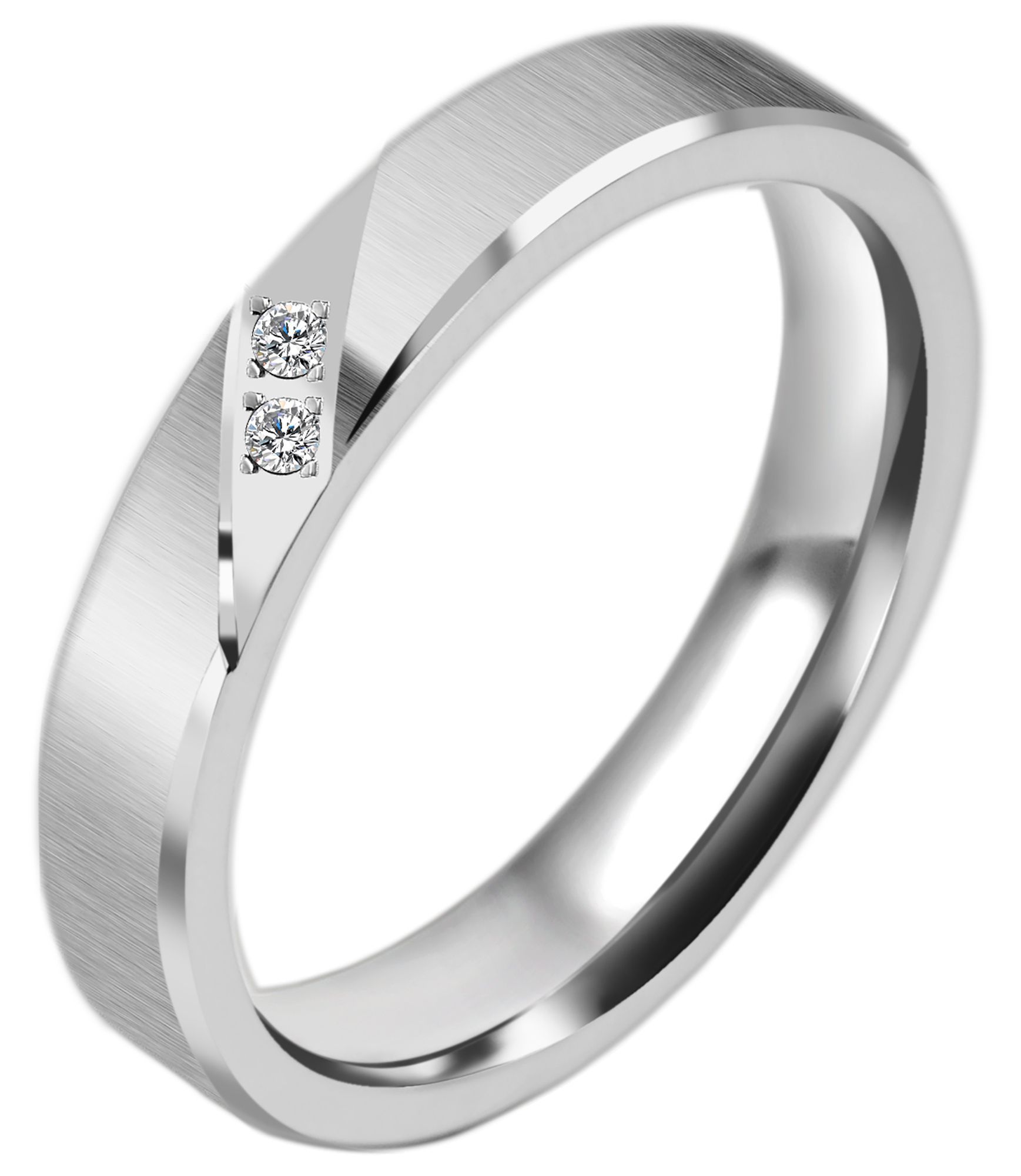 Akzent Damen-Partnerring, Edelstahl, Similibesatz, silberfarben, Gr. 54