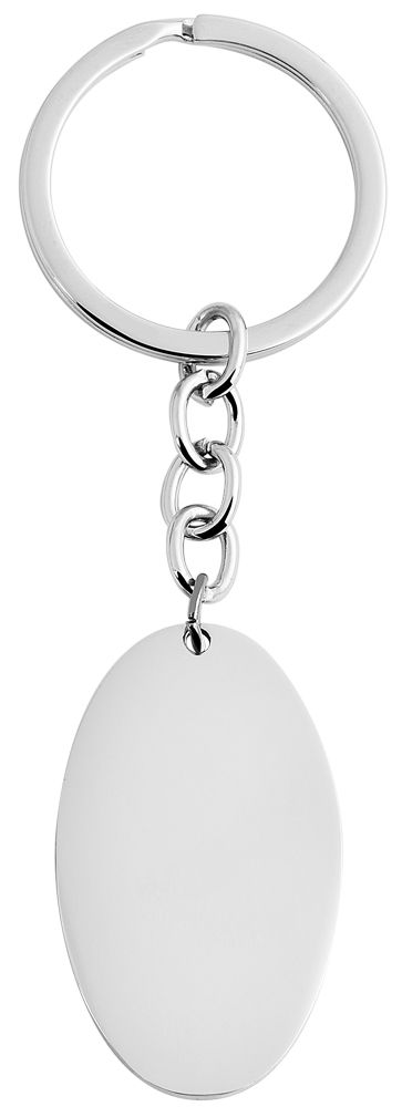 Akzent Schlüsselanhänger aus Edelstahl, gravurfähig, oval, silberfarben