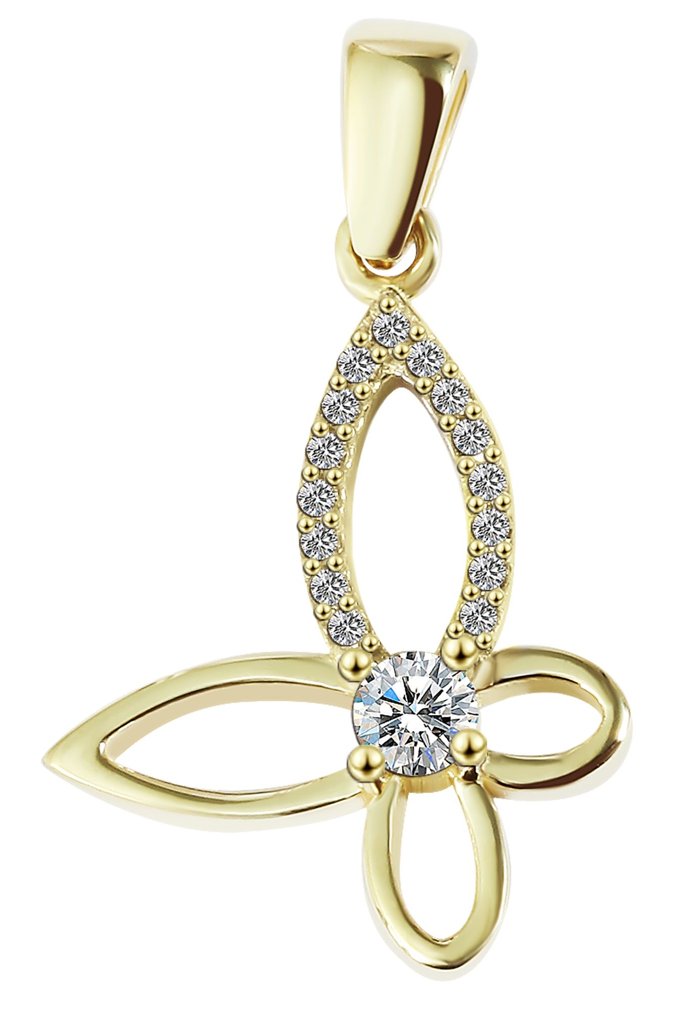 333/- Gold Anhänger "Elva" ohne Kette, Schmetterling, Zirkoniabesatz, Gelbgold, 8 Karat