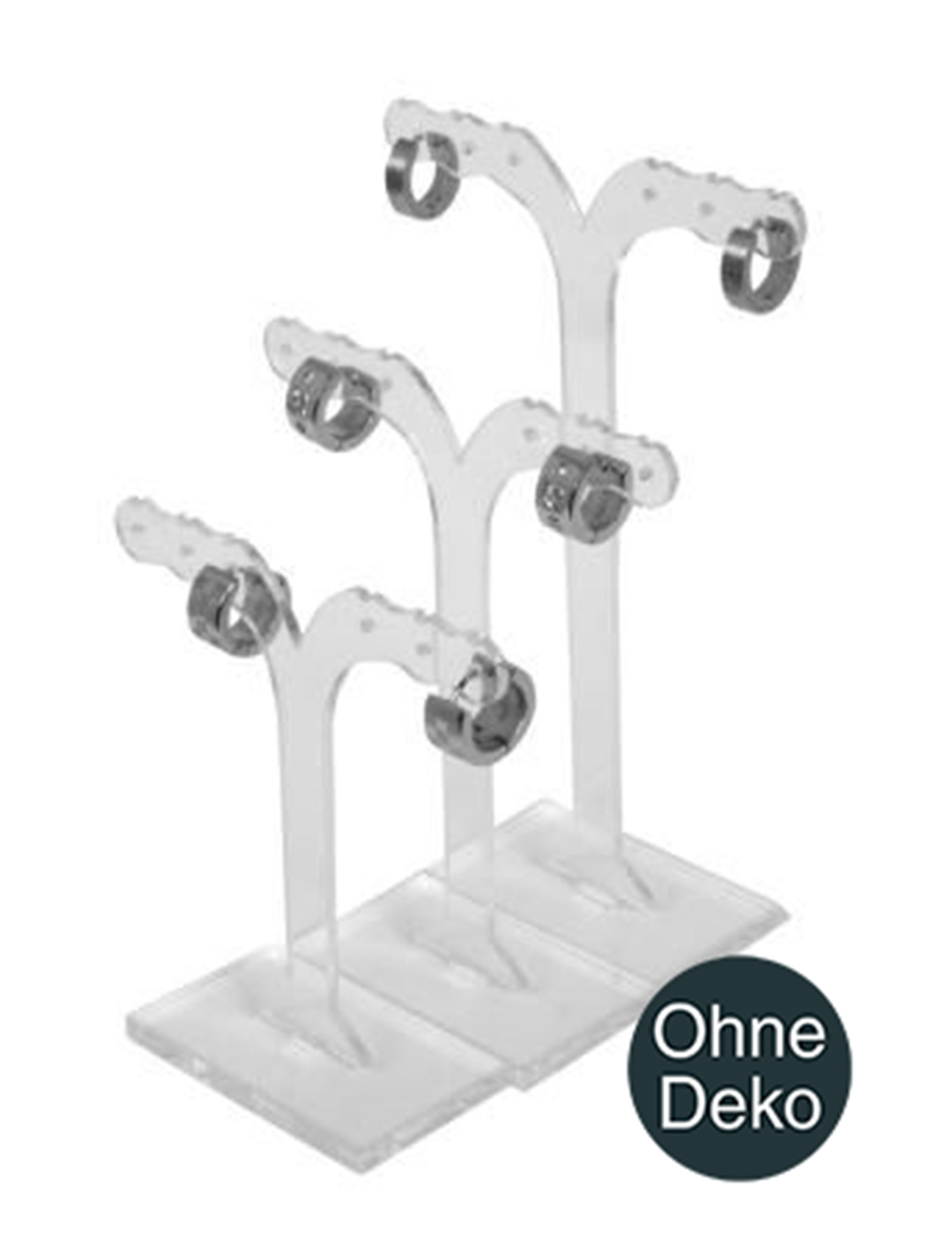 Ohrring-Aufsteller, transparent 3er Set (ohne Deko)