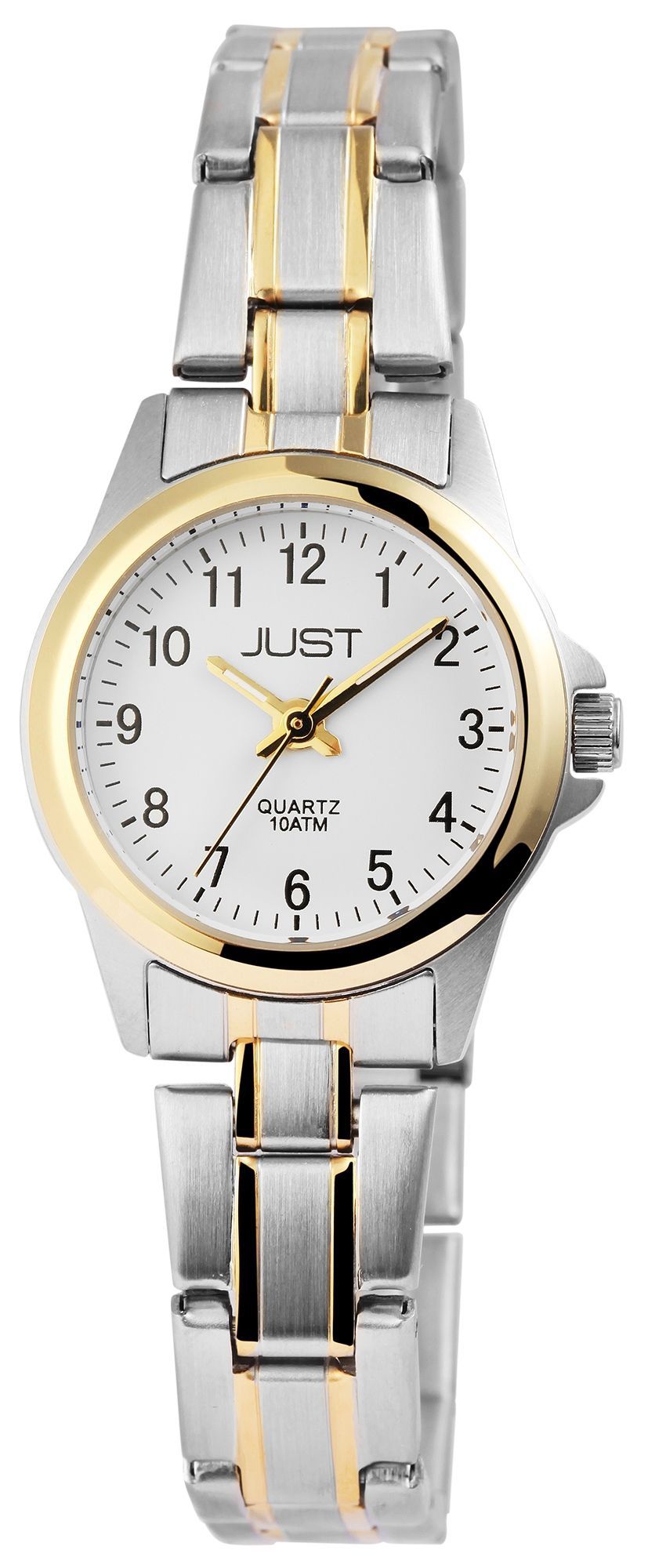 Just Edelstahl Damenarmbanduhr, bicolor, weißes ZB